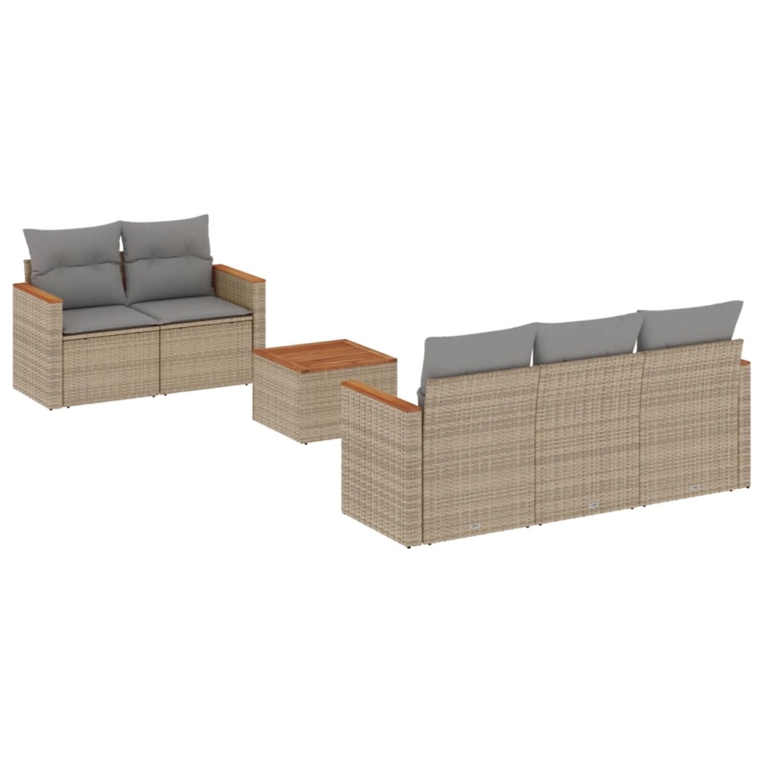 vidaXL 6-Tlg Garten-Sofagarnitur mit Kissen Beige Poly Rattan 3258188 günstig online kaufen