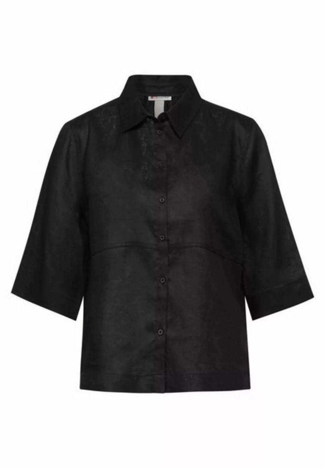 STREET ONE Blusenshirt LS_Office_Solid shirtcollar bl, Black günstig online kaufen