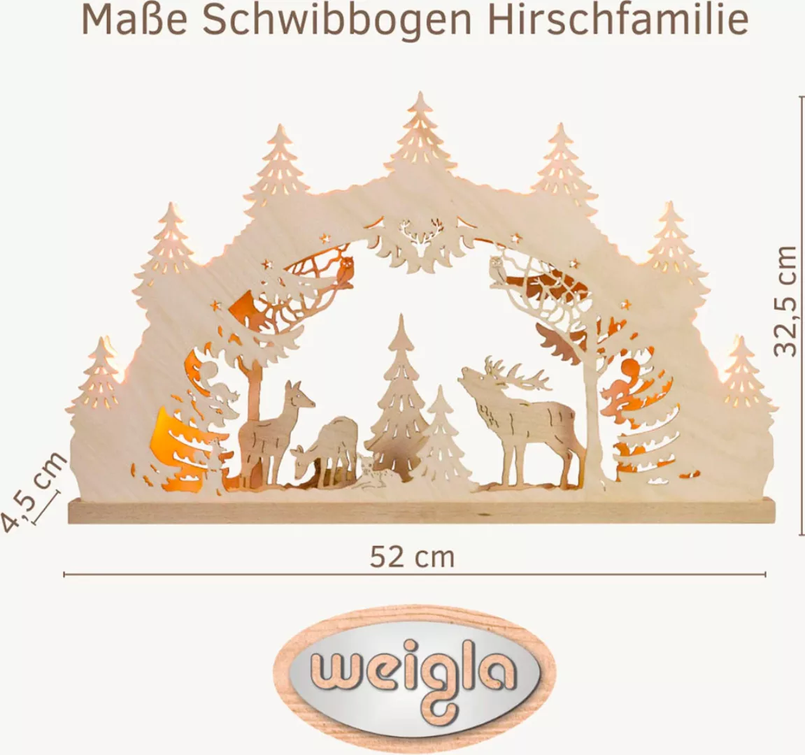 Weigla LED Schwibbogen "Hirschfamilie, Lichterbogen aus Holz, NATUR", Erzge günstig online kaufen