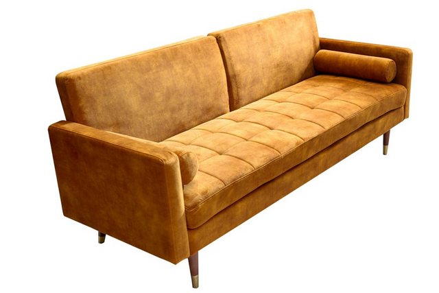 riess-ambiente Schlafsofa COUTURE 200cm senfgelb / braun-gold · 3-Sitzer mi günstig online kaufen