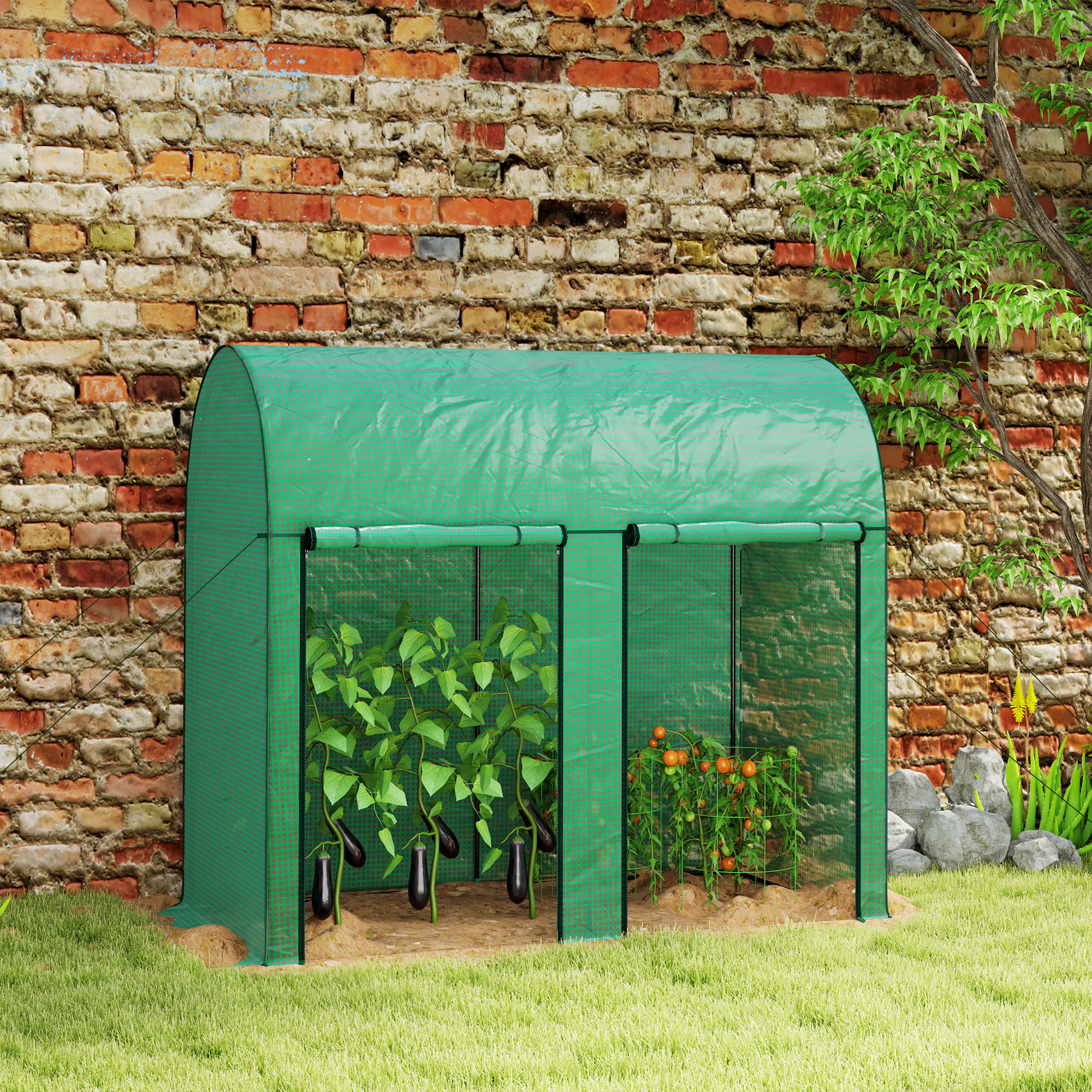 Outsunny Gewächshaus 2 m² Tomatengewächshaus 2 x 1 x 1,78 m 2 rollbare Reiß günstig online kaufen