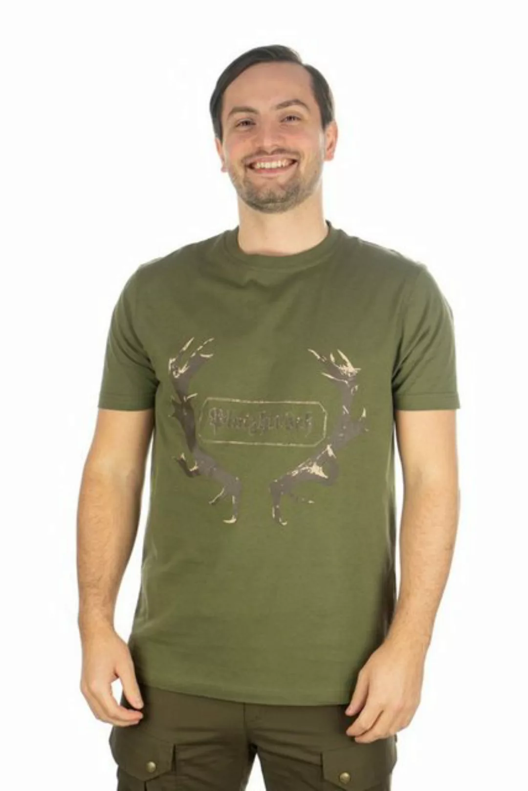 OS-Trachten T-Shirt Treny Kurzarm Jagdshirt mit Platzhirsch-Druck günstig online kaufen