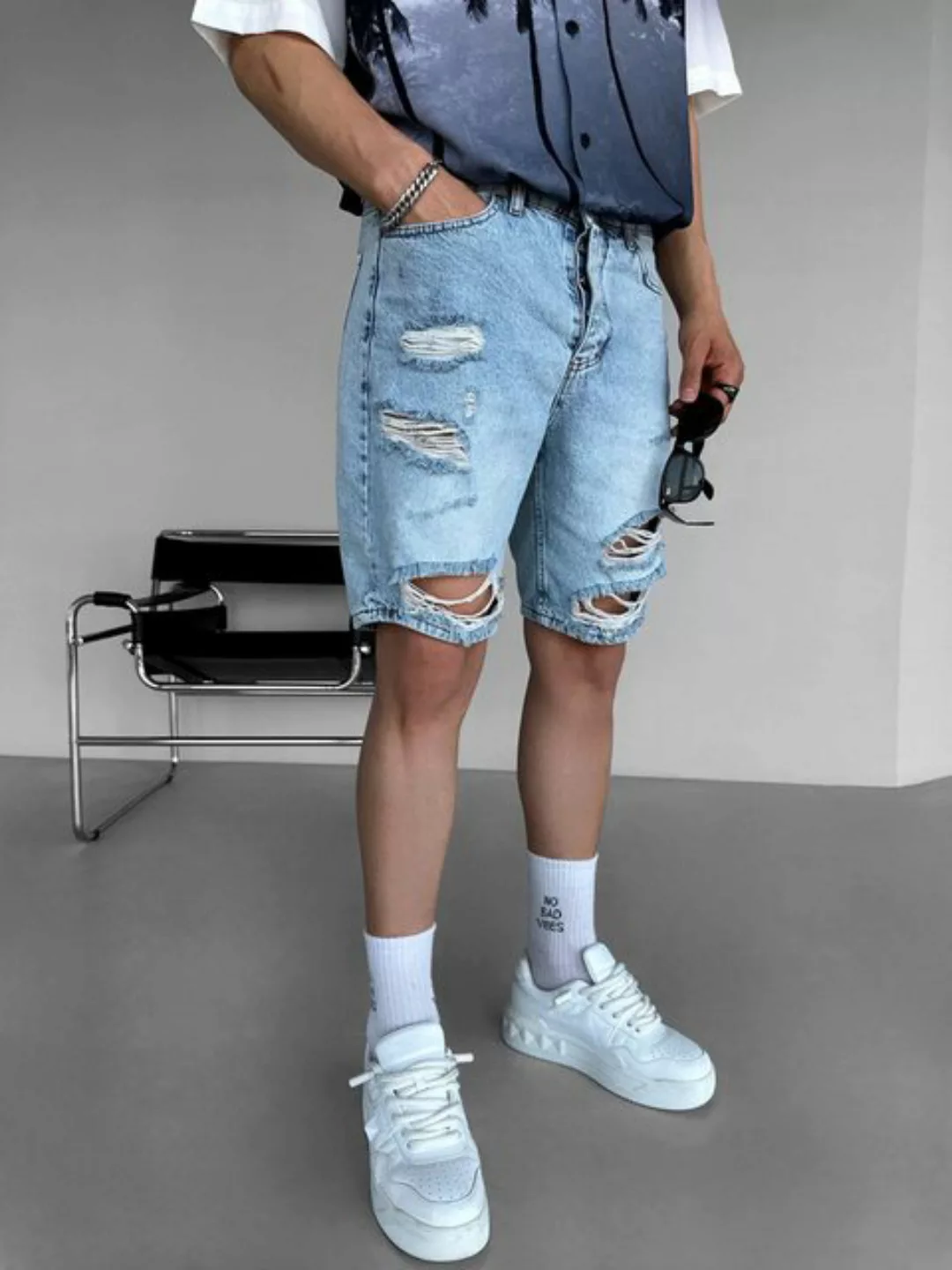 Abluka Shorts DESTROYED DENIM SHORTS ICE BLUE günstig online kaufen