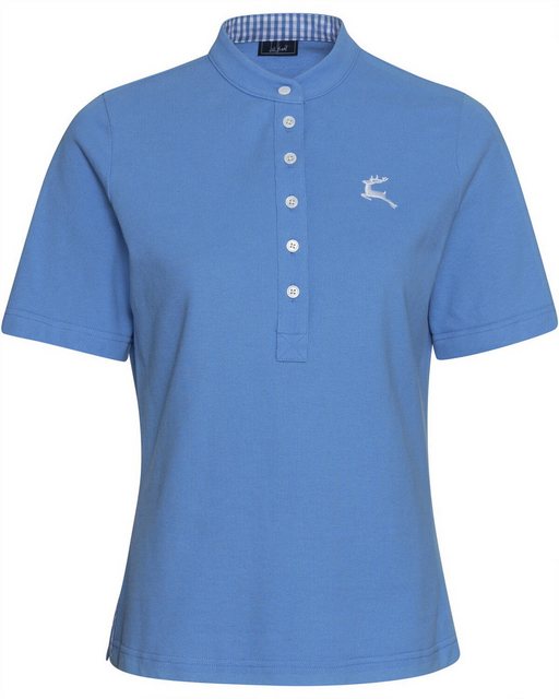 Luis Steindl T-Shirt Piqué-Shirt mit Vichykaro-Details günstig online kaufen