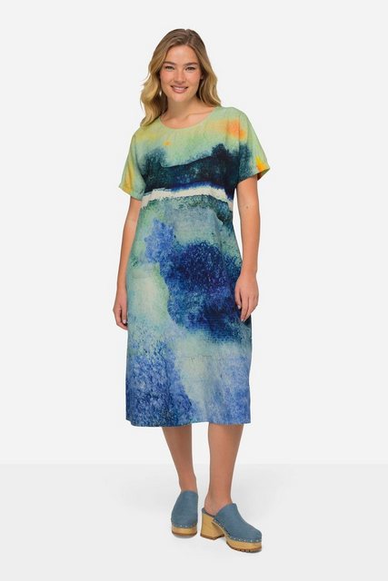 Laurasøn Sommerkleid Leinenmix-Kleid A-Line Landschafts-Print Rundhals günstig online kaufen