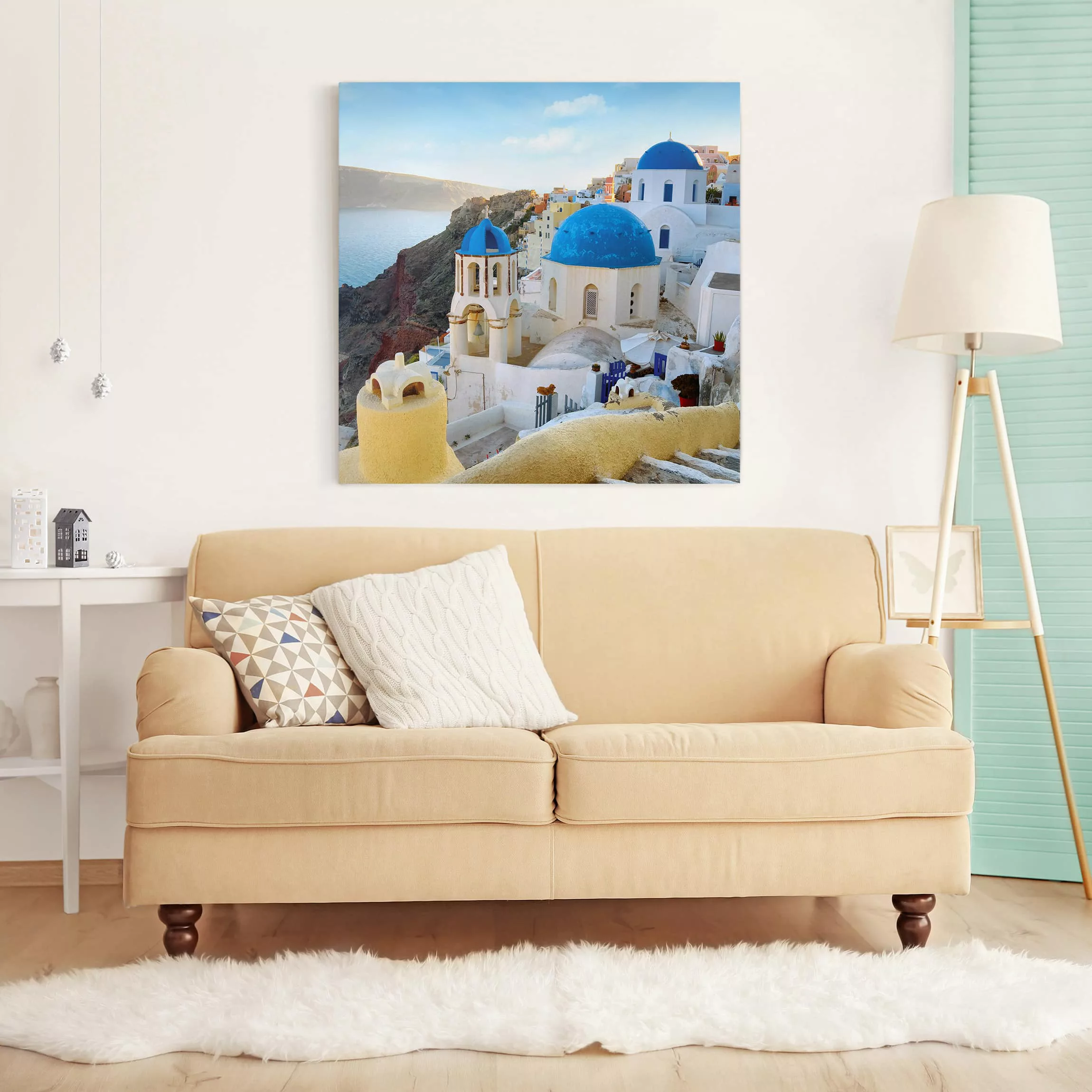 Leinwandbild - Quadrat Santorini günstig online kaufen