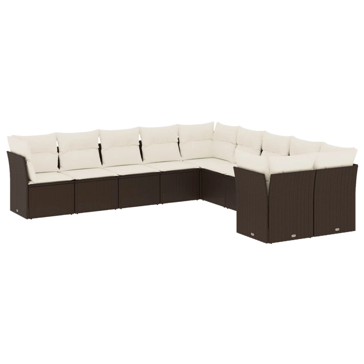 vidaXL 10-Tlg Garten-Sofagarnitur mit Kissen Braun Poly Rattan 3250082 günstig online kaufen