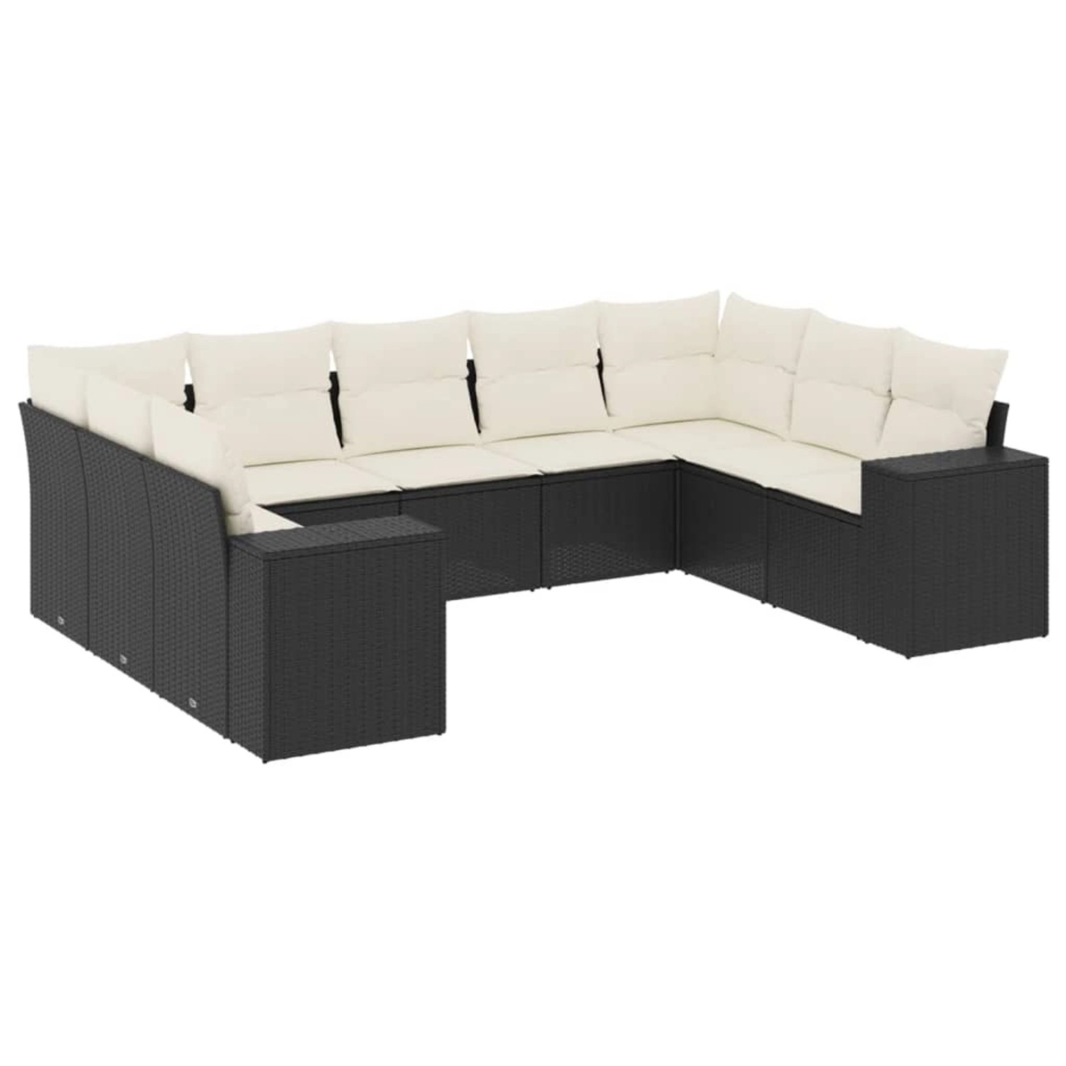vidaXL 9-Tlg Garten-Sofagarnitur mit Kissen Schwarz Poly Rattan 3222995 günstig online kaufen