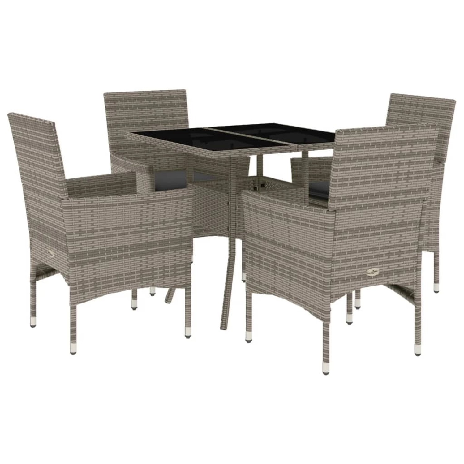 vidaXL 5-Tlg Garten-Essgruppe mit Kissen Grau Poly Rattan und Glas 3278606 günstig online kaufen