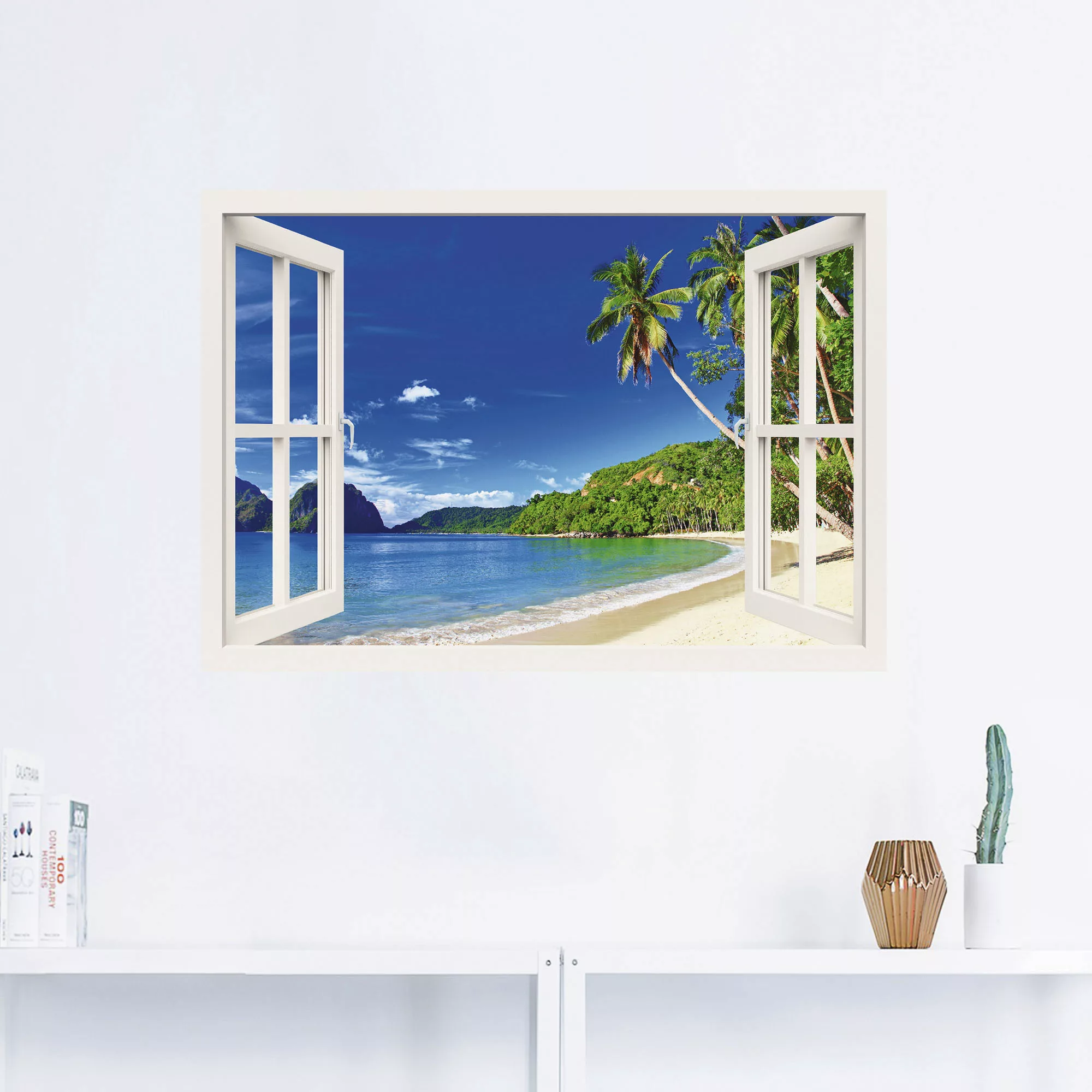 Artland Wandbild »Fensterblick Paradies«, Fensterblick, (1 St.), als Alubil günstig online kaufen