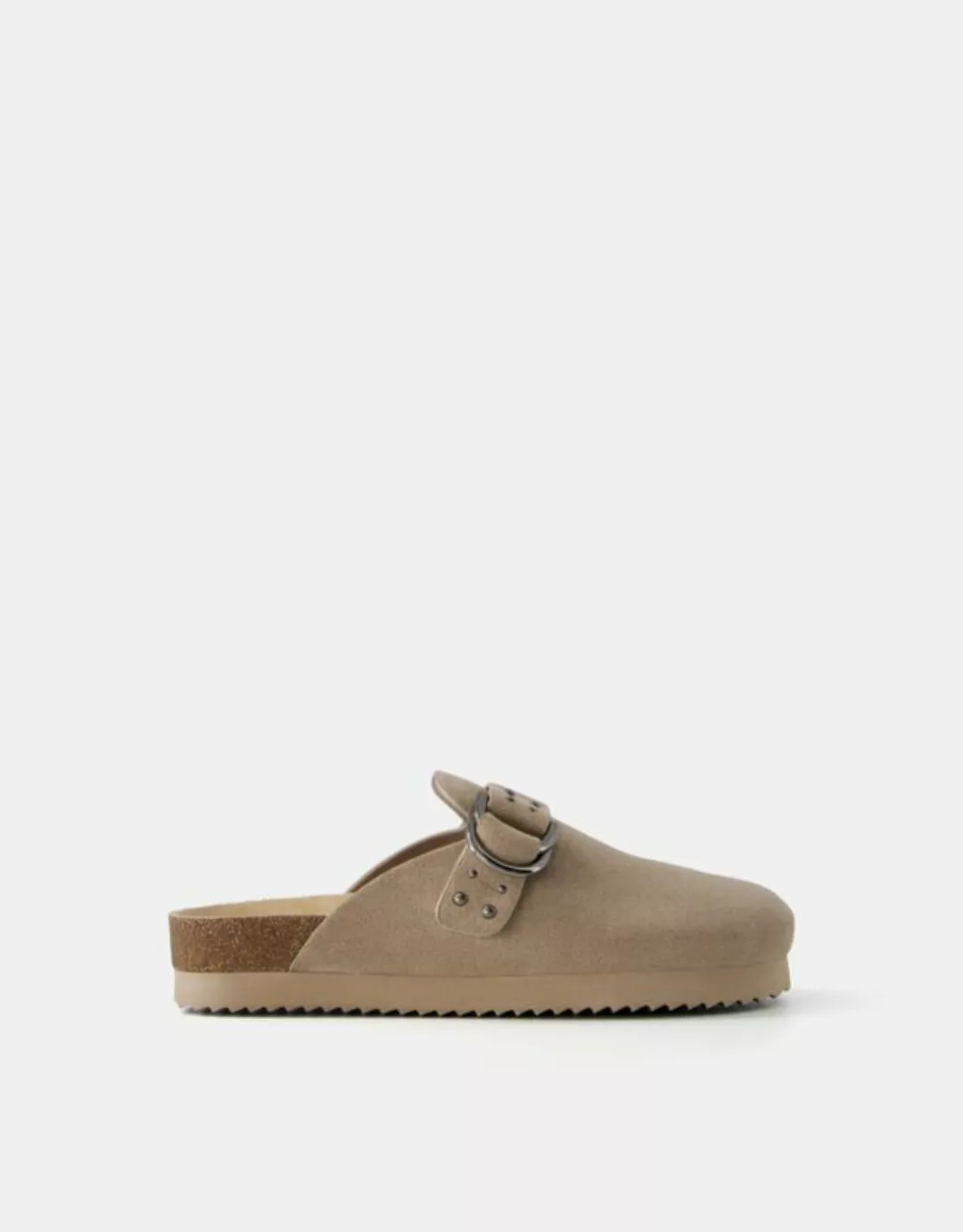 Bershka Clogs Mit Schnalle Und Nieten Bskteen 39 Taupe günstig online kaufen