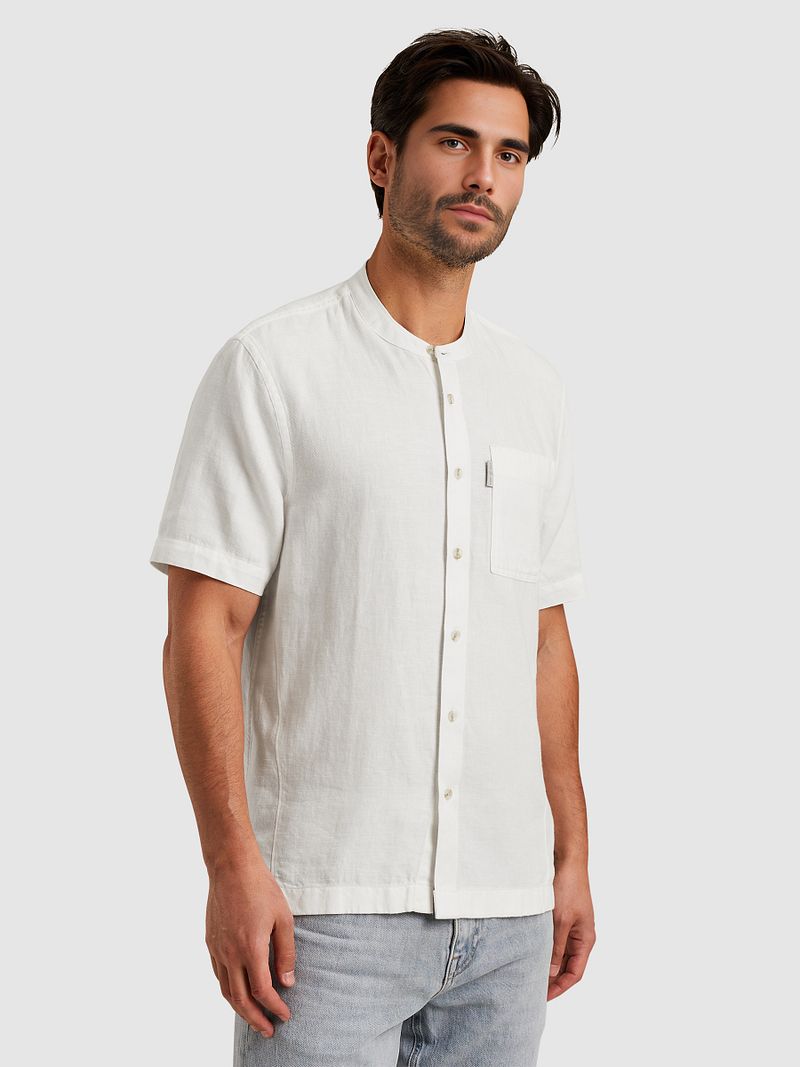 Cast Iron Kurzarm-Shirt Leinen Blend Weiß - Größe XXL günstig online kaufen