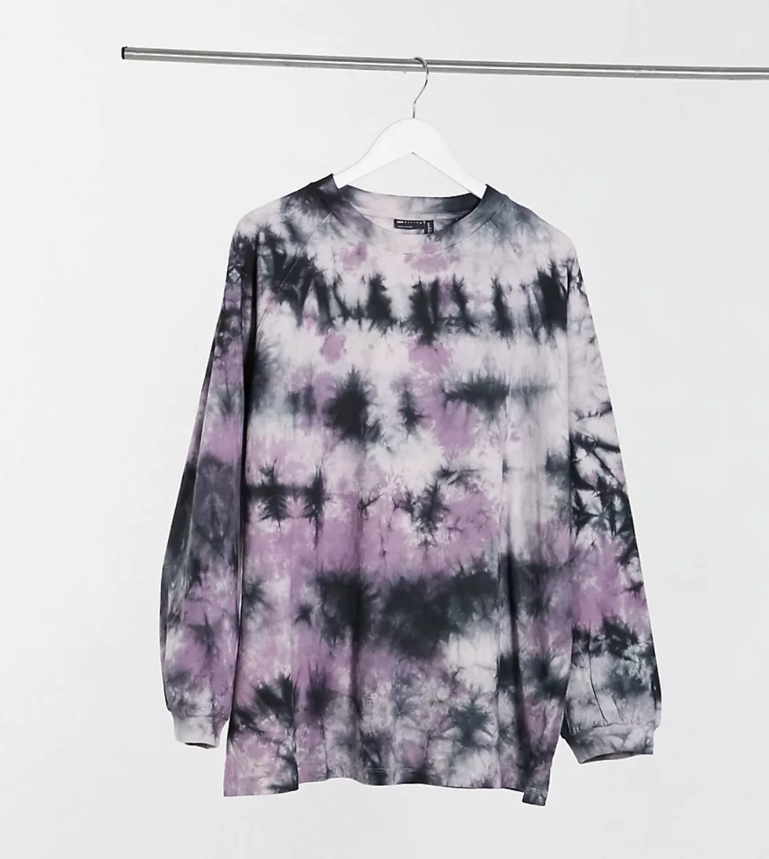ASOS DESIGN Curve – Oversize-T-Shirt mit Batikmuster in ausgebleichtem Rosa günstig online kaufen