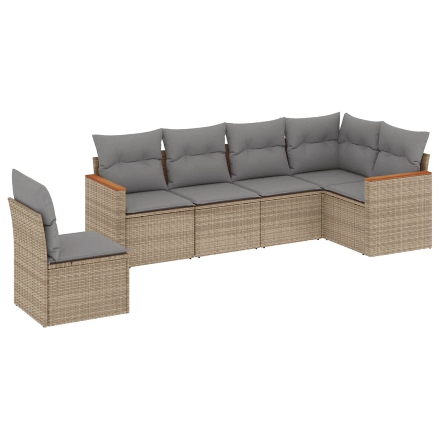 vidaXL 6-Tlg Garten-Sofagarnitur mit Kissen Beige Poly Rattan 3226017 günstig online kaufen