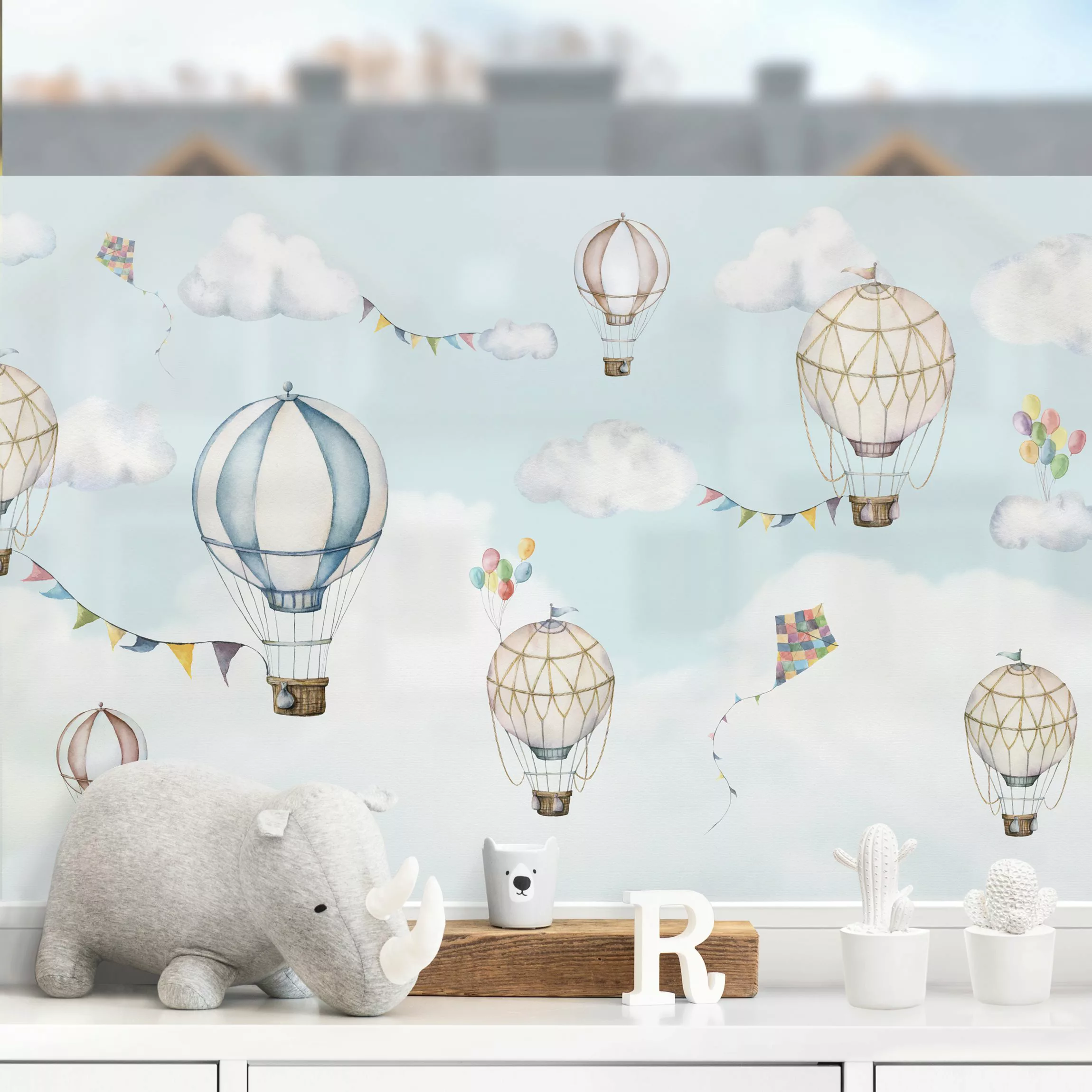 Fensterfolie Ballonparty zwischen den Wolken günstig online kaufen