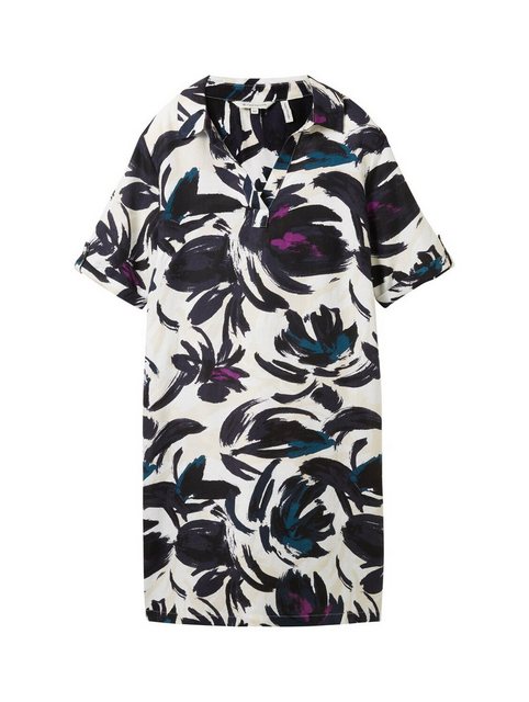 TOM TAILOR Sommerkleid linen dress with polo collar, dark blue floral desig günstig online kaufen