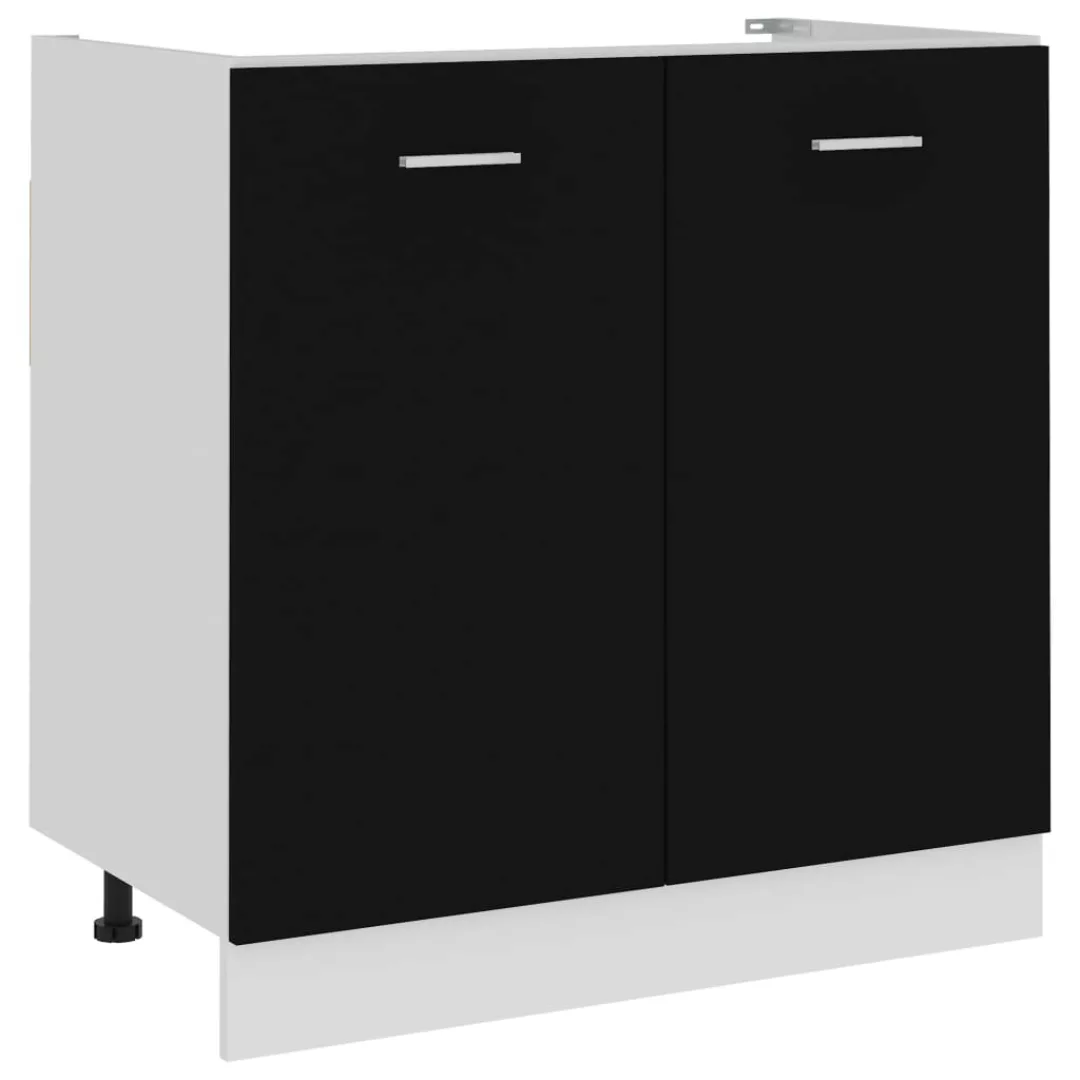 vidaXL Unterschrank Spülenunterschrank Schwarz 80x46x81,5 cm Spanplatte günstig online kaufen