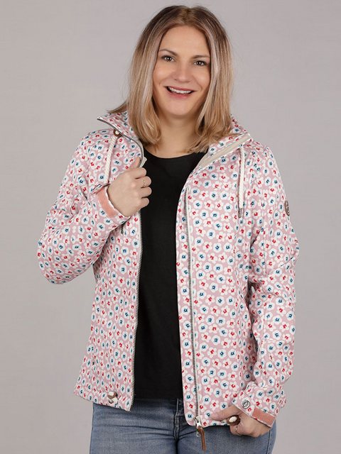 Dry Fashion Softshelljacke Damen Jacke Wismar Blumen-Print Kapuze Fleece-Fu günstig online kaufen