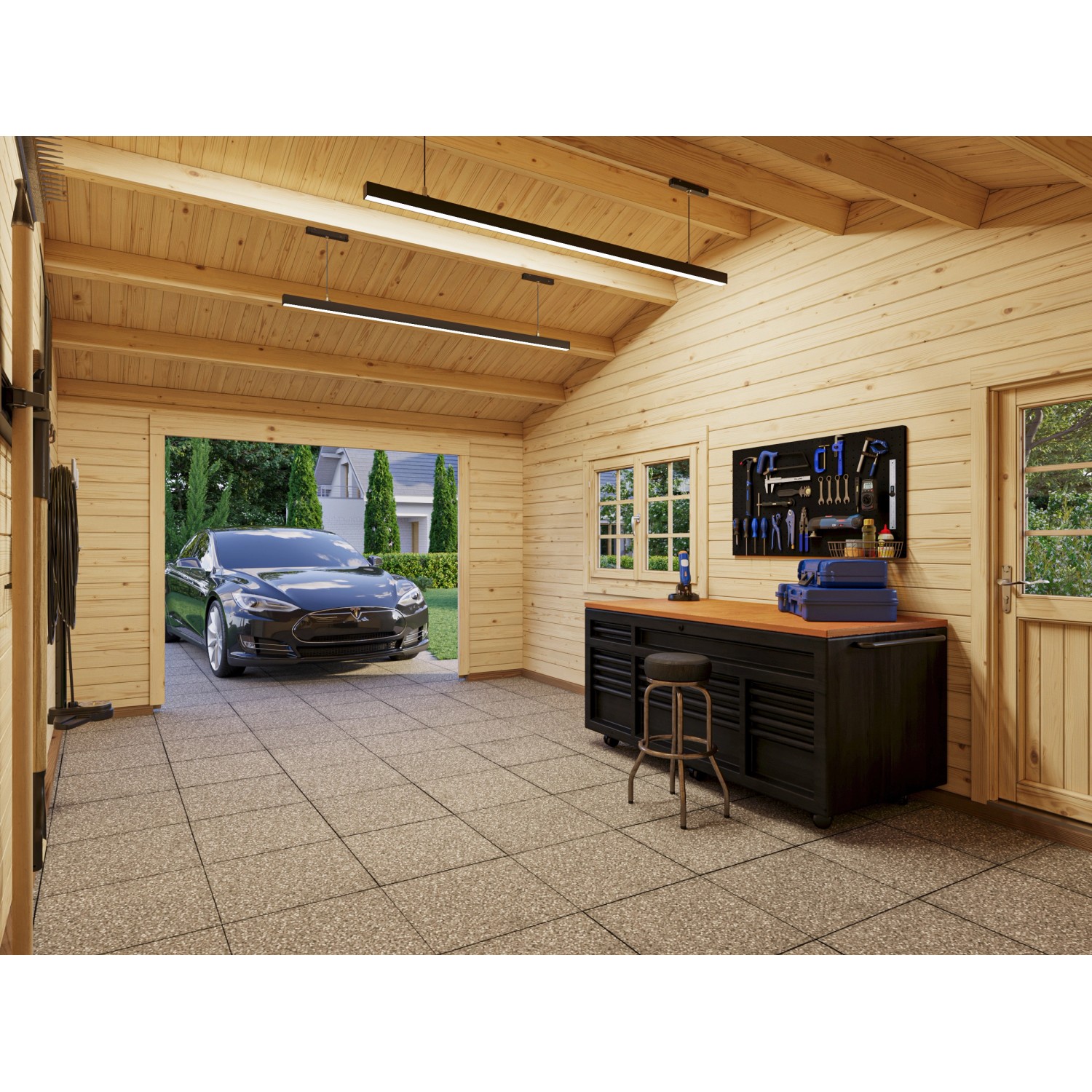 Palmako Garage Roger ohne Tor 956 x 550 cm Lackiert Weiß FSC® günstig online kaufen