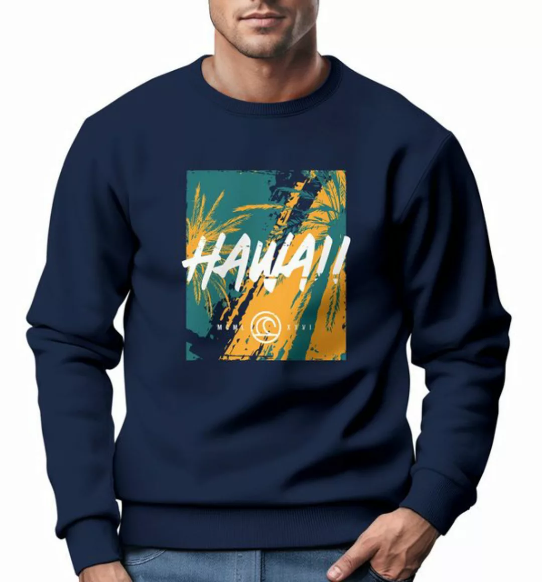 Neverless Sweatshirt Sweatshirt Herren Hawaii Palme USA Tropical Rundhals-P günstig online kaufen