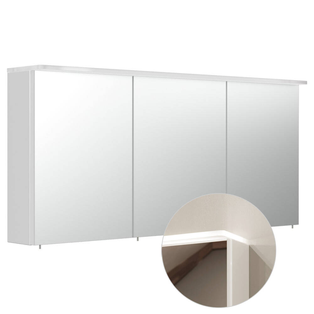 Lomadox Badezimmer Spiegelschrank 140cm  NEWLAND-02 inkl. LED-Acryllampe (L günstig online kaufen