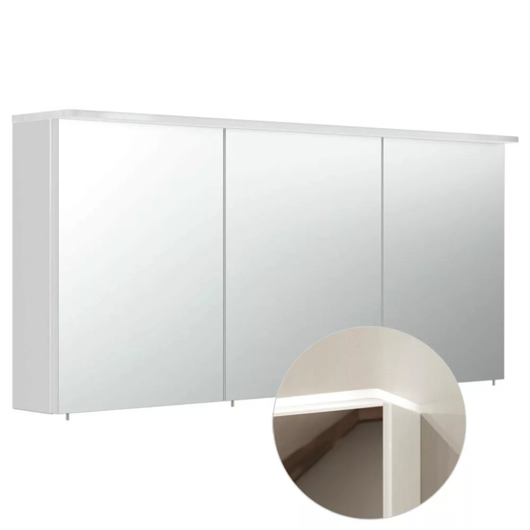 Badezimmer Spiegelschrank 140cm NEWLAND-02 inkl. LED-Acryllampe (Leuchtbode günstig online kaufen