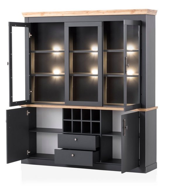 Furn.Design Buffet Ribera (Buffetschrank im matt grau mit Wotan Eiche, 184 günstig online kaufen