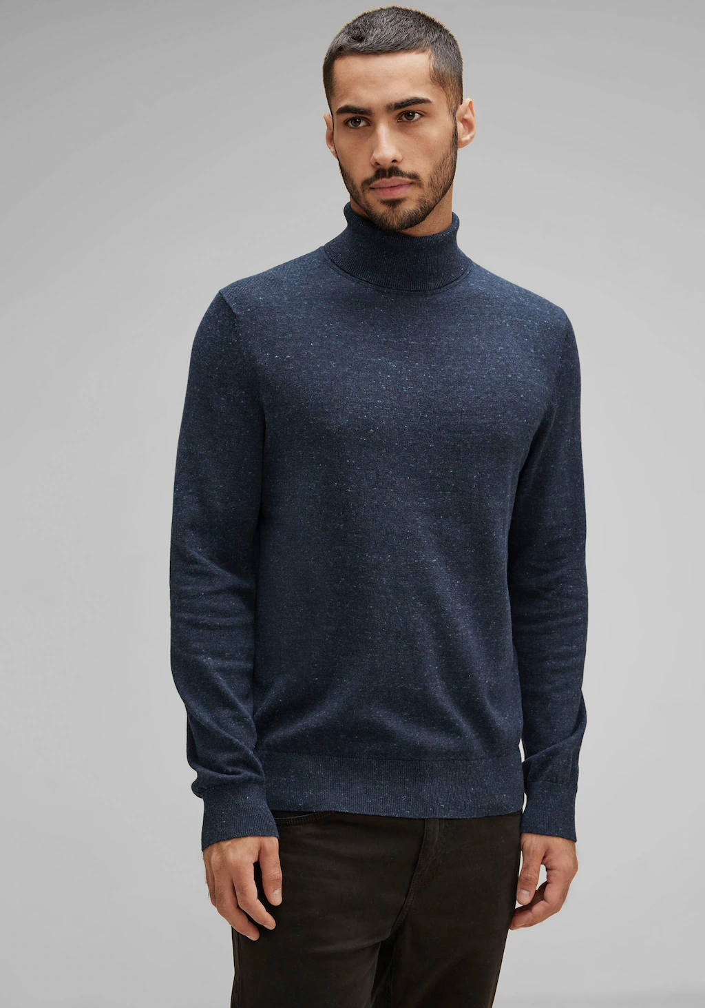 STREET ONE MEN Rollkragenpullover in melierter Optik günstig online kaufen