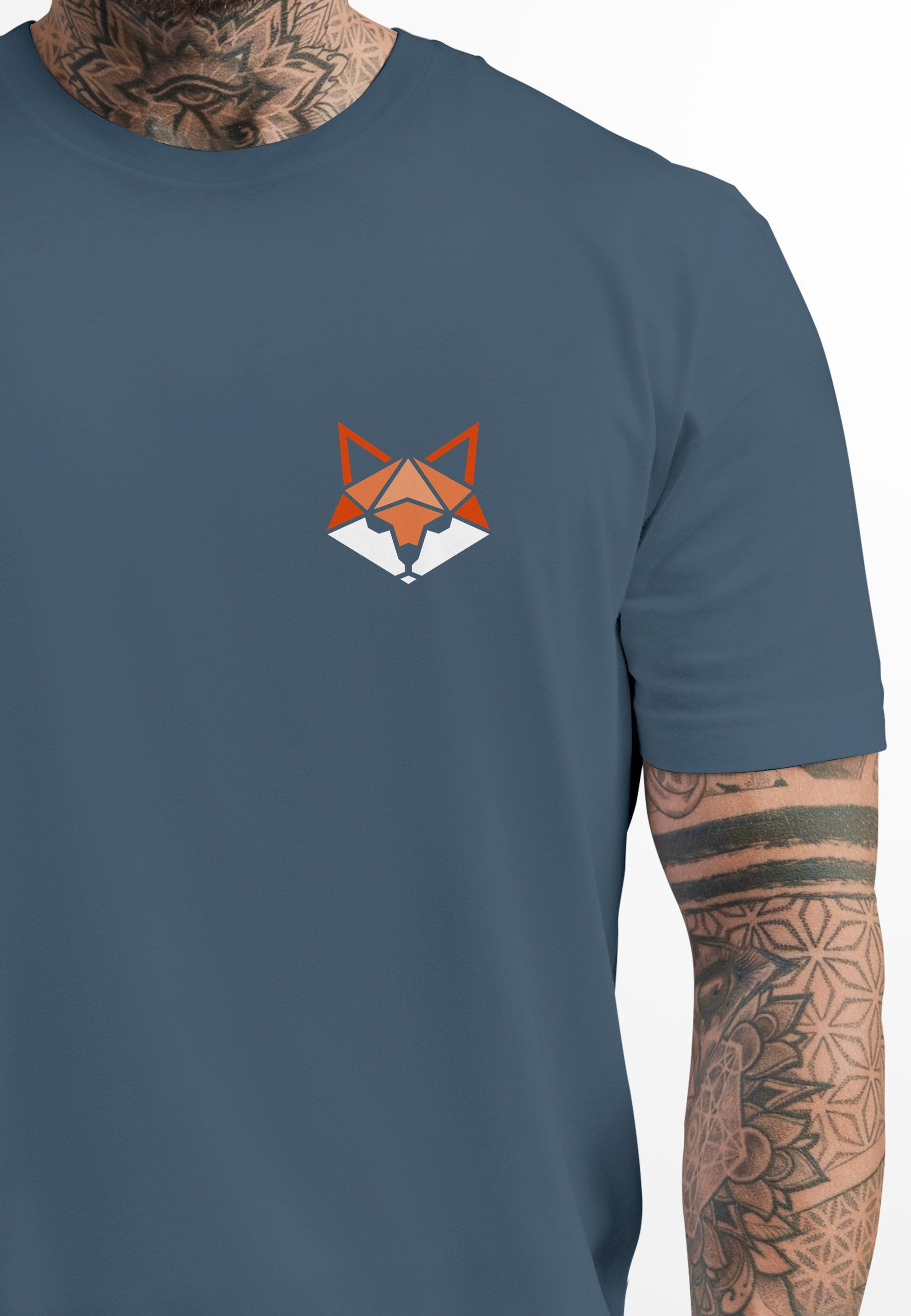 Neverless Print-Shirt Herren T-Shirt Fuchsmotiv Brustlogo günstig online kaufen