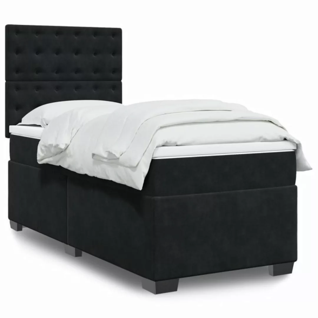 vidaXL Boxspringbett mit Matratze Schwarz 100x200 cm Samt2099320 günstig online kaufen