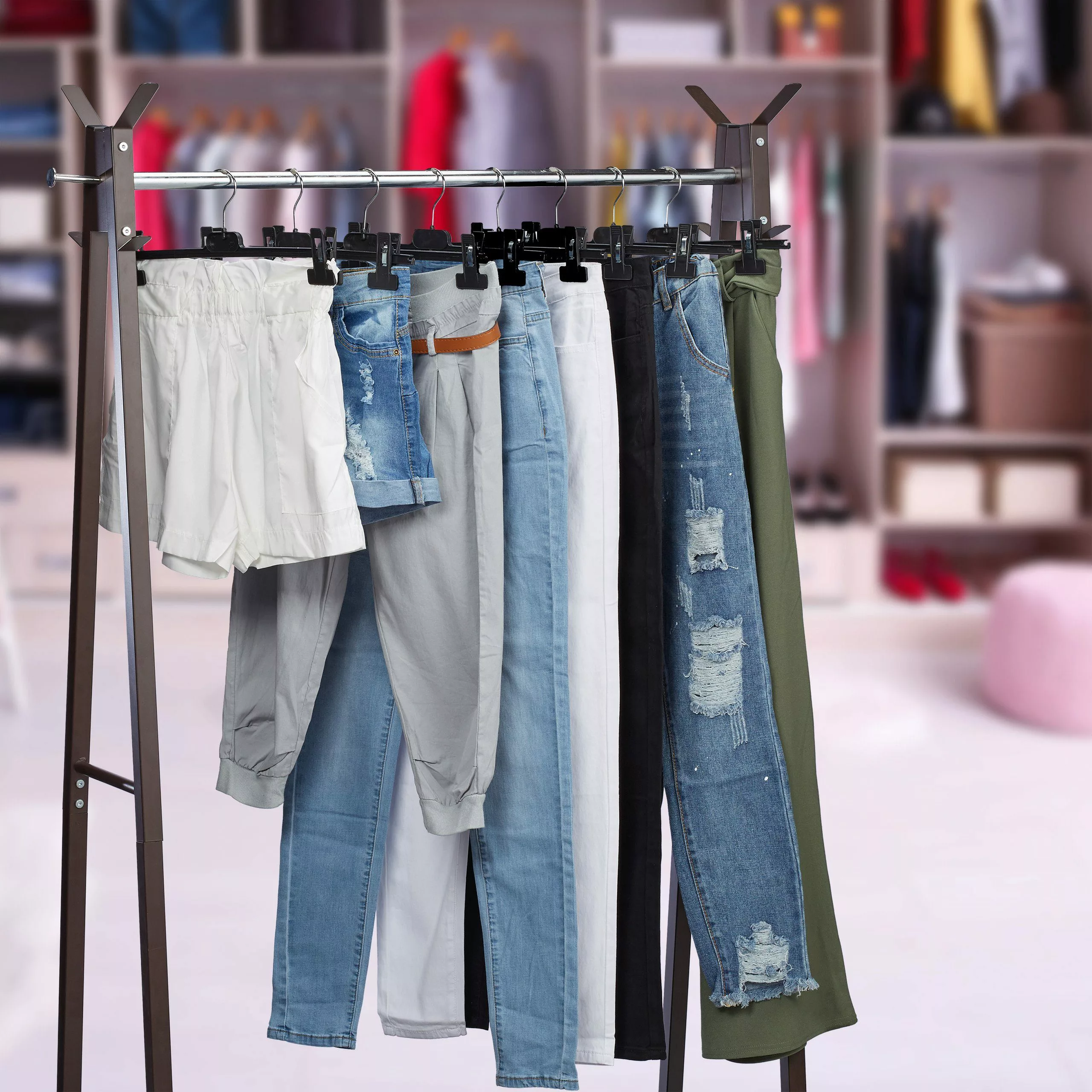 relaxdays Kleiderbügel Hosenbügel Kunststoff mit Clips günstig online kaufen