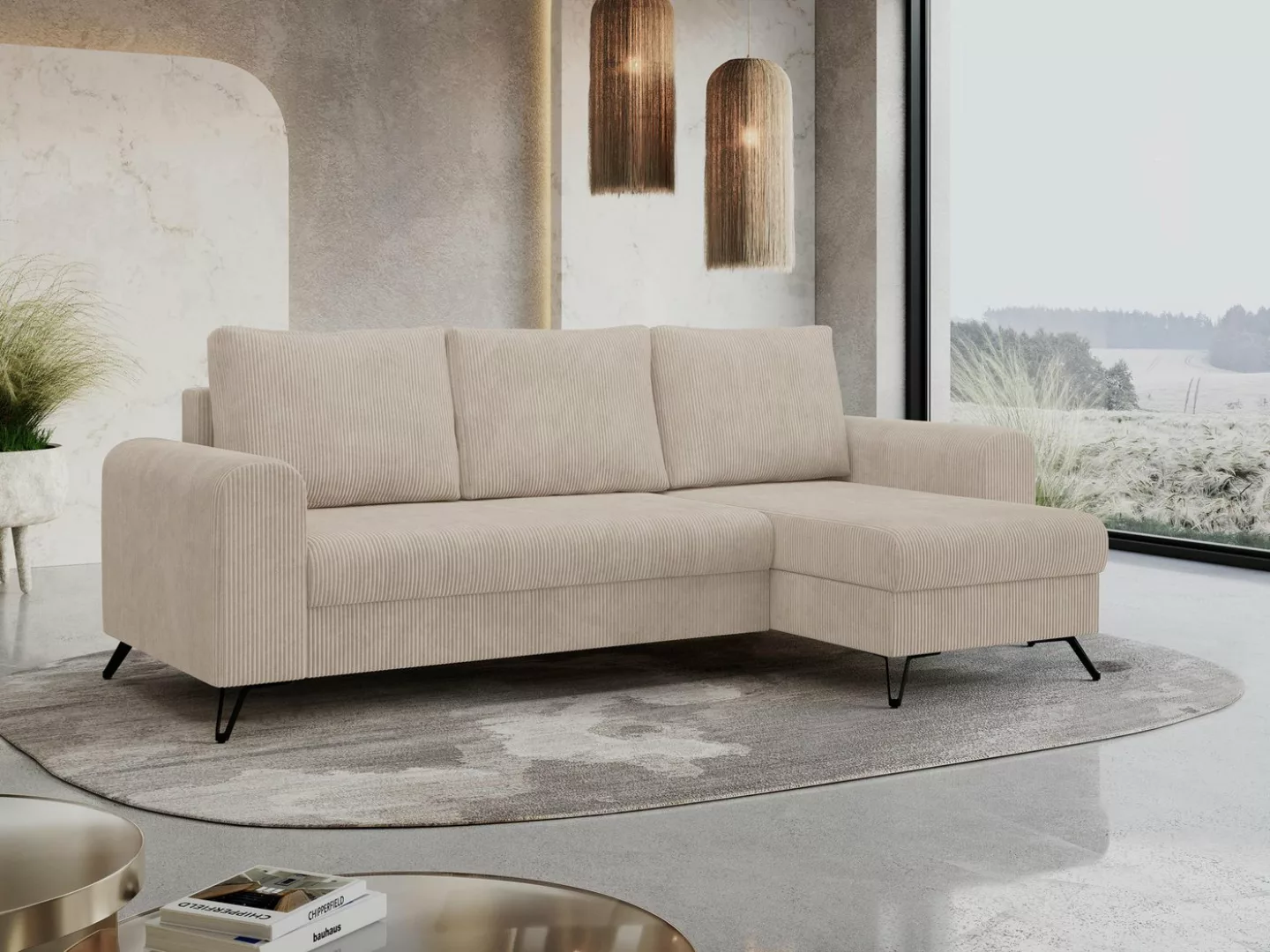 MKS MÖBEL Ecksofa HUGO, Modern Ecksofa, L-Form Couch - Bettsofa, mit Bettfu günstig online kaufen