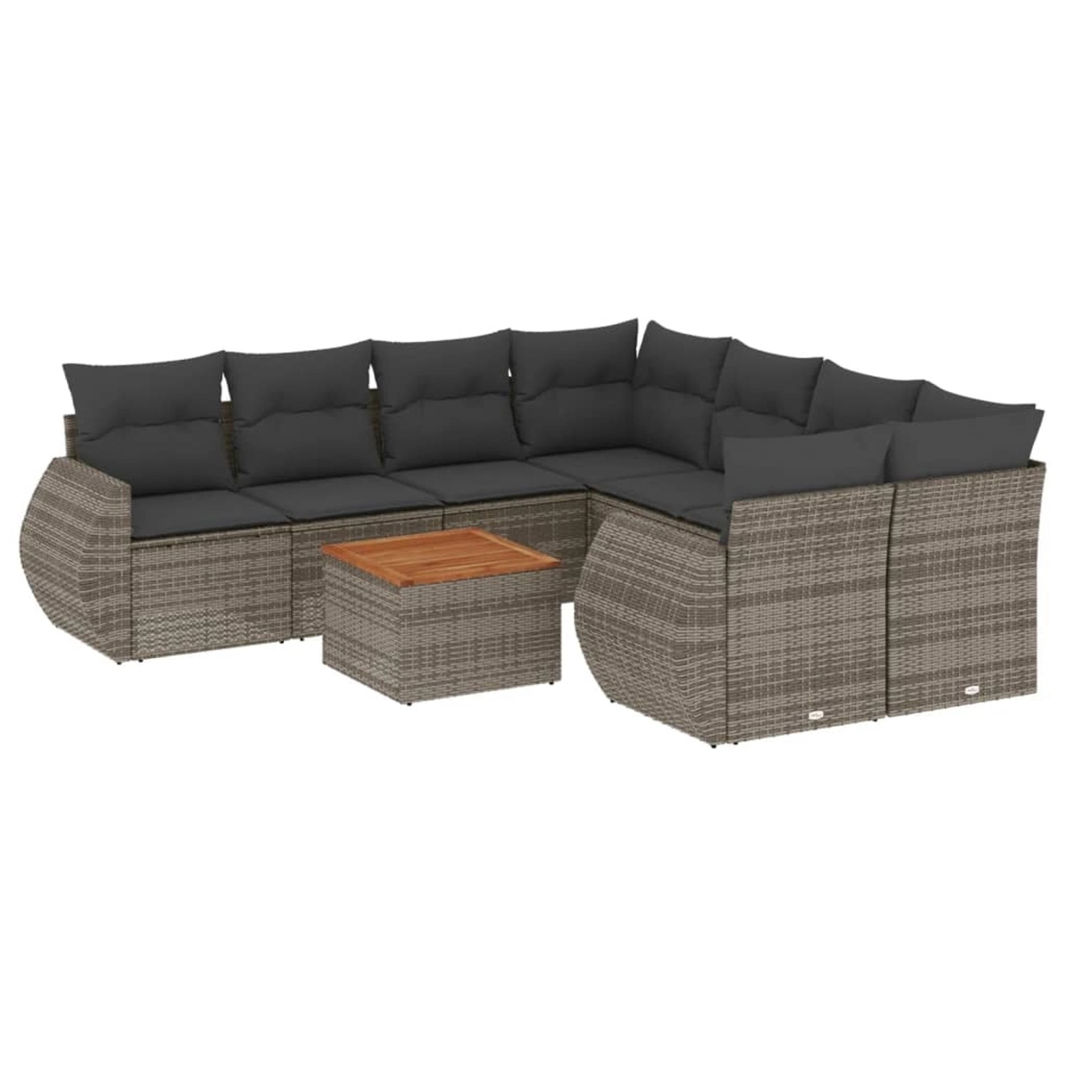 vidaXL 9-Tlg Garten-Sofagarnitur mit Kissen Grau Poly Rattan 3257264 günstig online kaufen