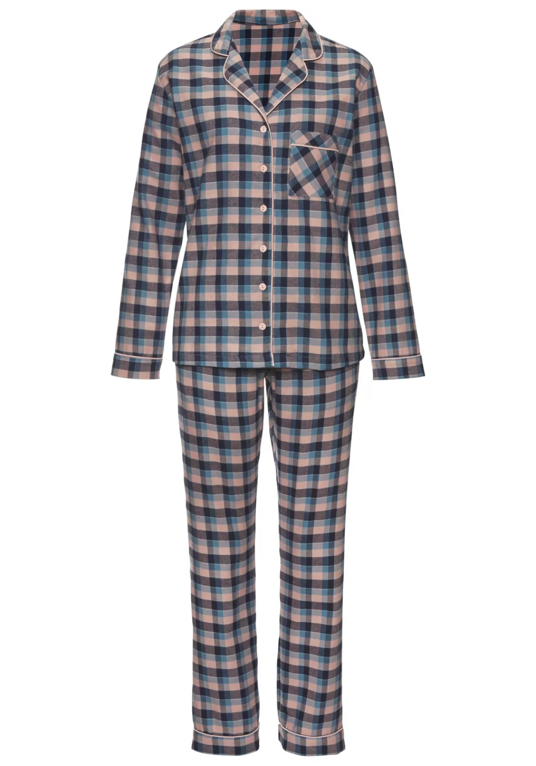 H.I.S Pyjama, (Set, 2 tlg.), aus Flanell mit Allover-Karomuster günstig online kaufen