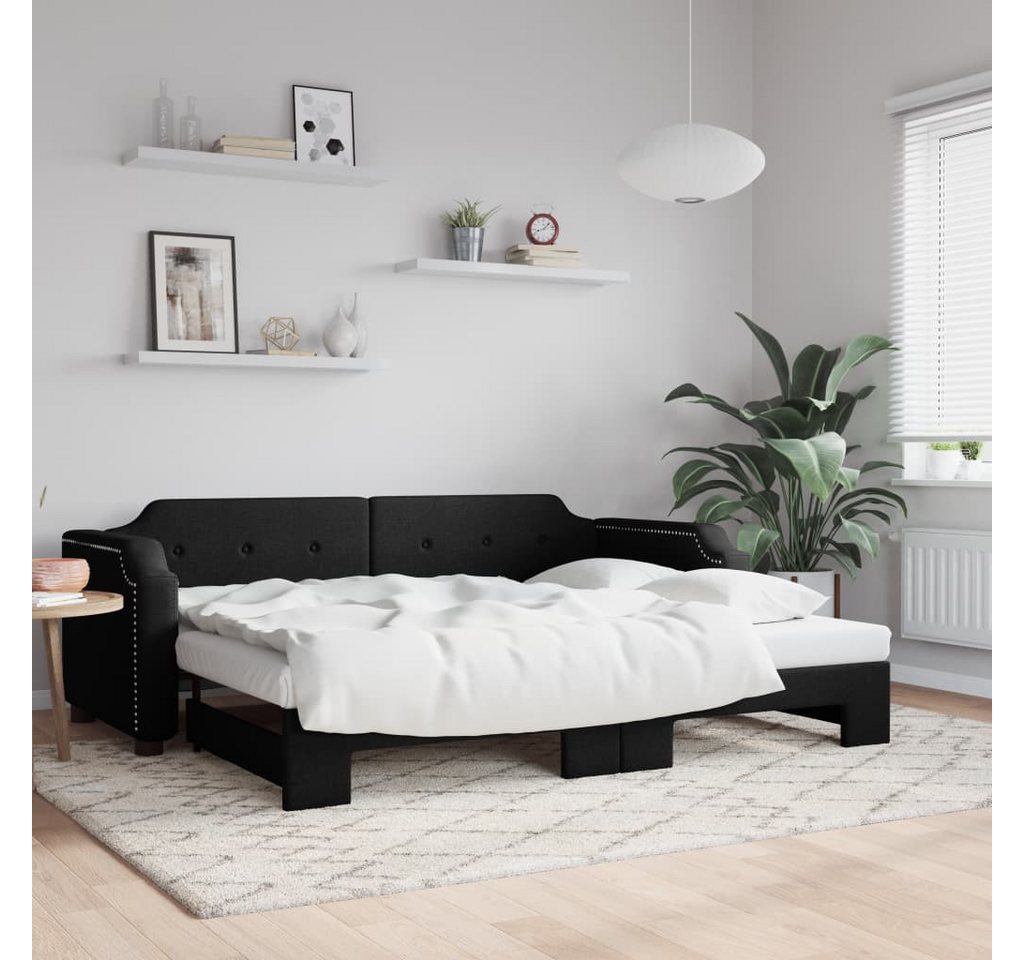 vidaXL Gästebett Gästebett Tagesbett Ausziehbar Schwarz 90x190 cm Stoff Bet günstig online kaufen