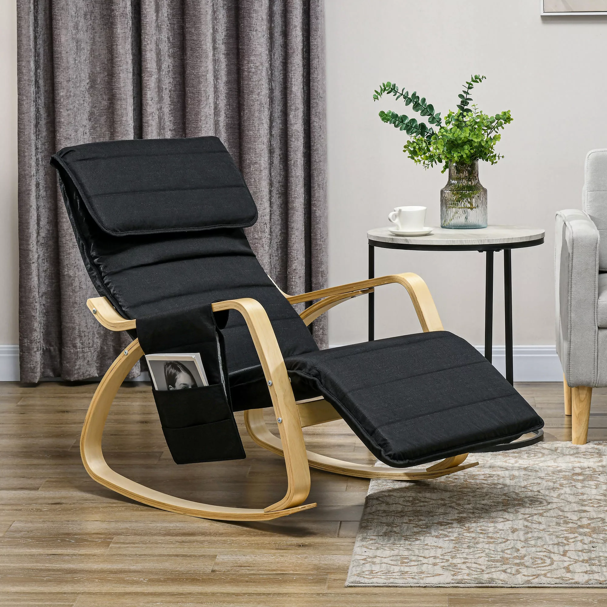 HOMCOM Schaukelstuhl Stillstuhl Relaxsessel mit verstellbarem Fußhocker, se günstig online kaufen