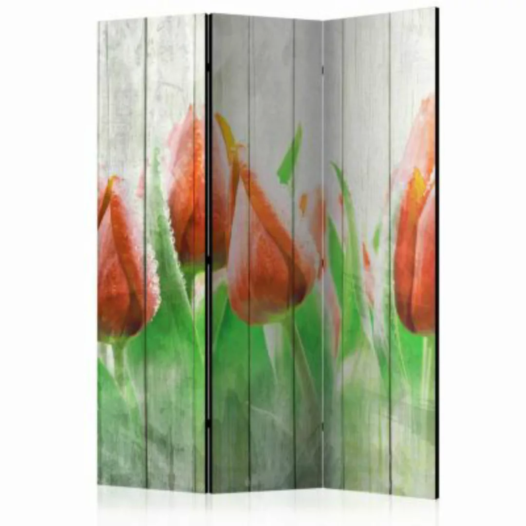 artgeist Paravent Red tulips on wood [Room Dividers] mehrfarbig Gr. 135 x 1 günstig online kaufen