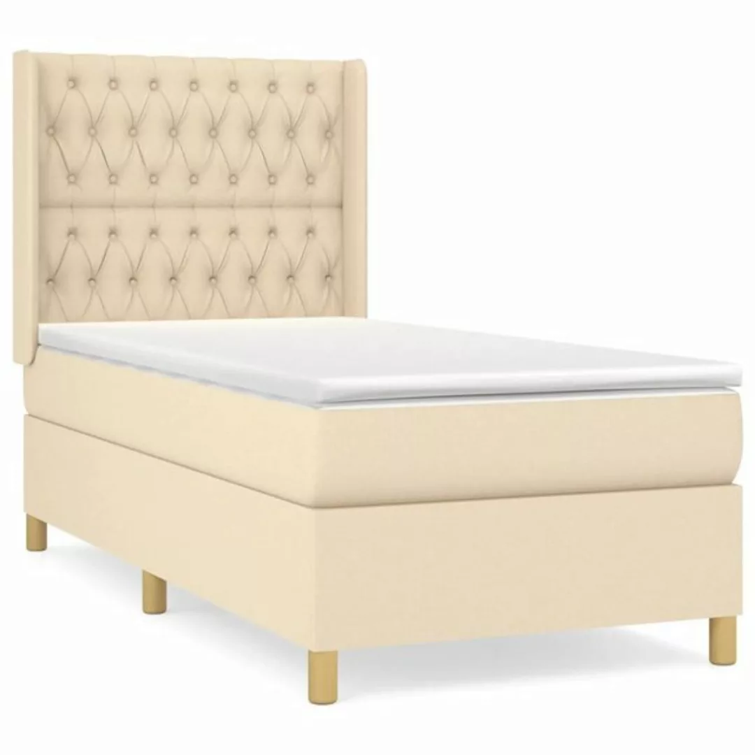 vidaXL Bettgestell Boxspringbett mit Matratze Creme 90x200 cm Stoff Bett Be günstig online kaufen