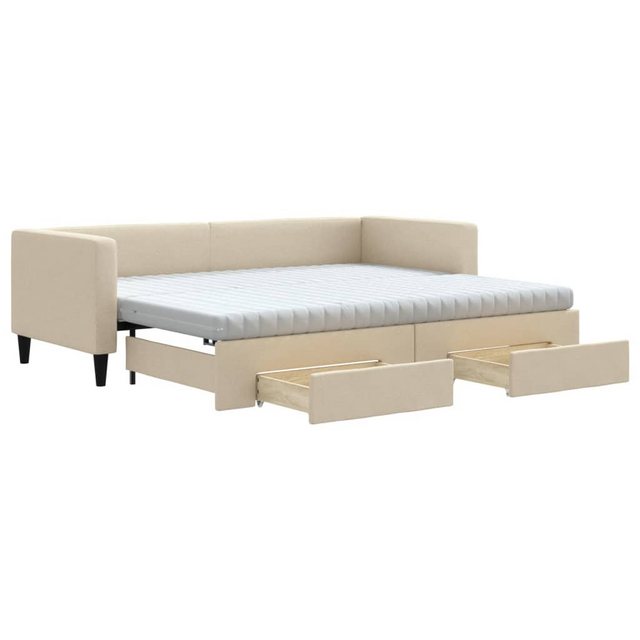 vidaXL Bett, Tagesbett Ausziehbar mit Schubladen Creme 80x200 cm Stoff günstig online kaufen