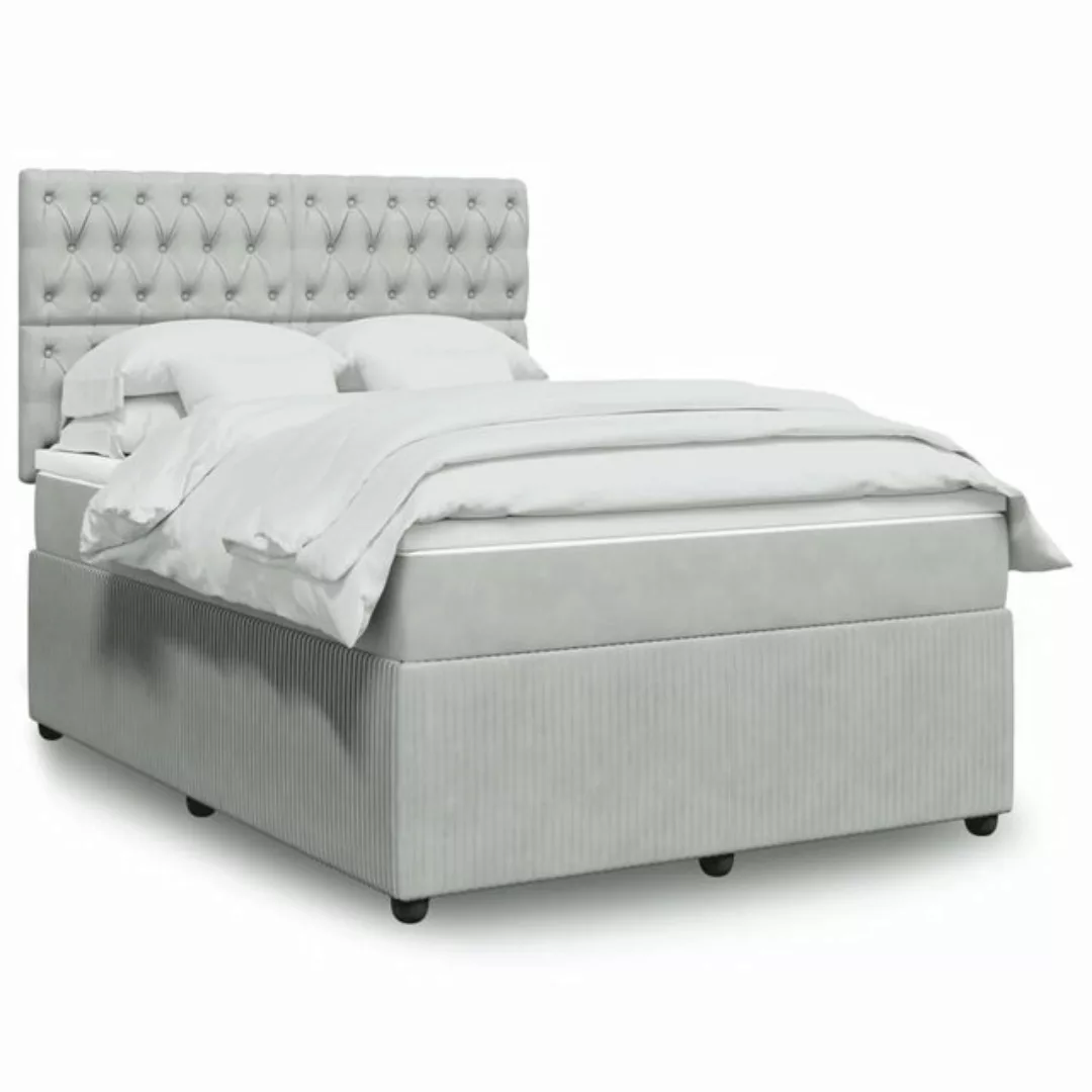 vidaXL Boxspringbett, Boxspringbett mit Matratze Hellgrau 140x190 cm Samt günstig online kaufen