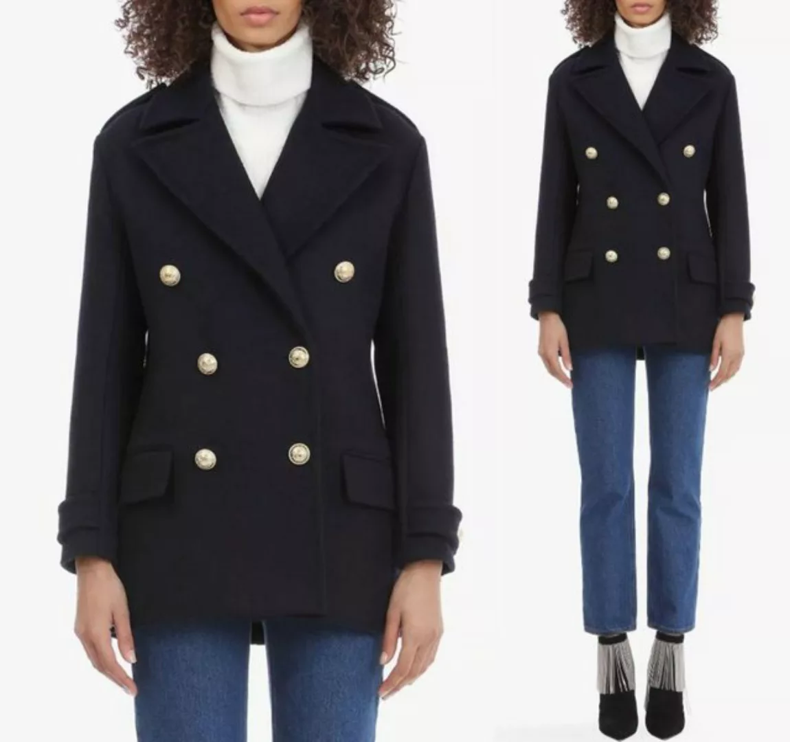 Balmain Winterjacke Balmain Double-Breasted Golden Button Wool Coat Jacket günstig online kaufen