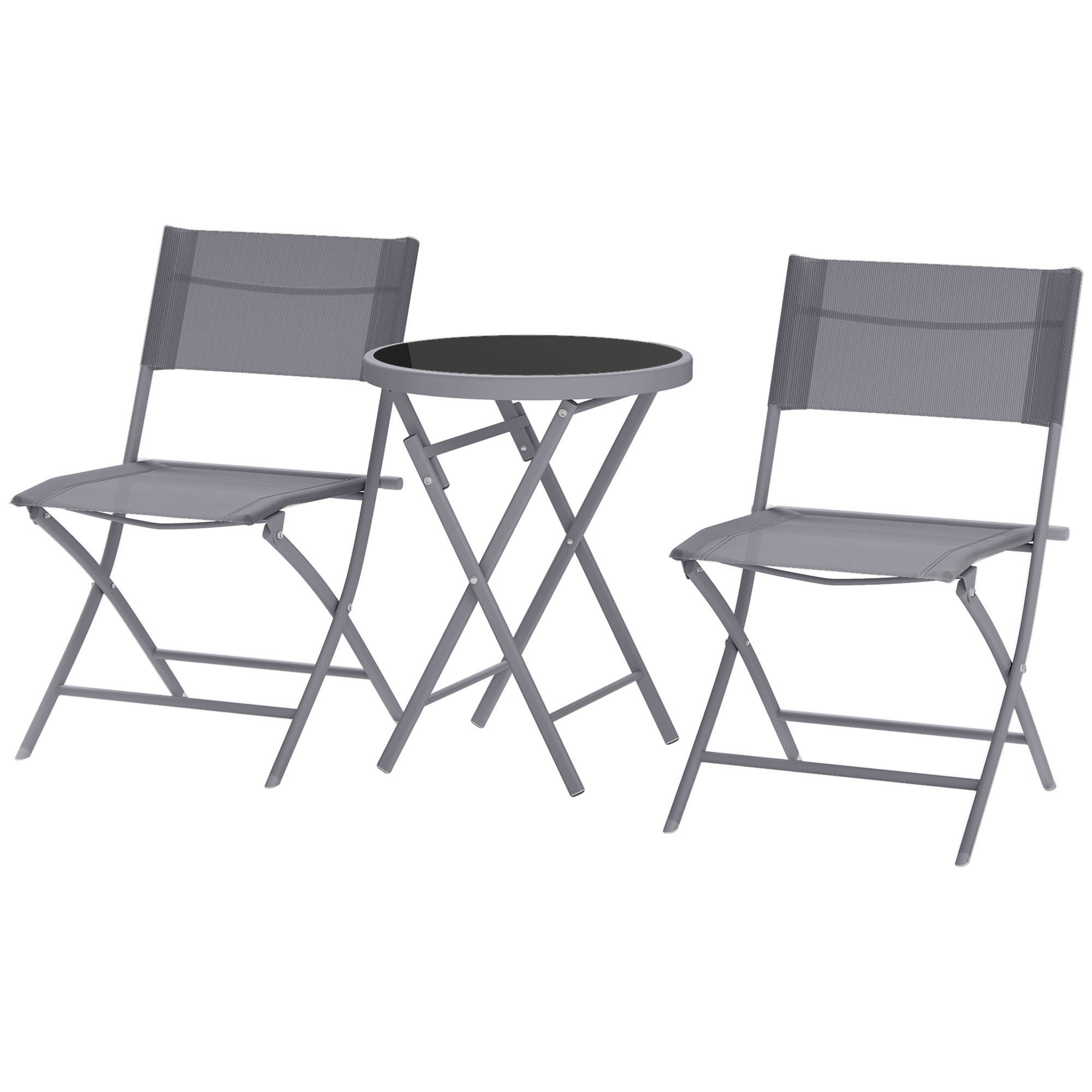 Outsunny 3-teiliges klappbares Bistro-Set aus Metall, 2 Stühle und 1 runder günstig online kaufen