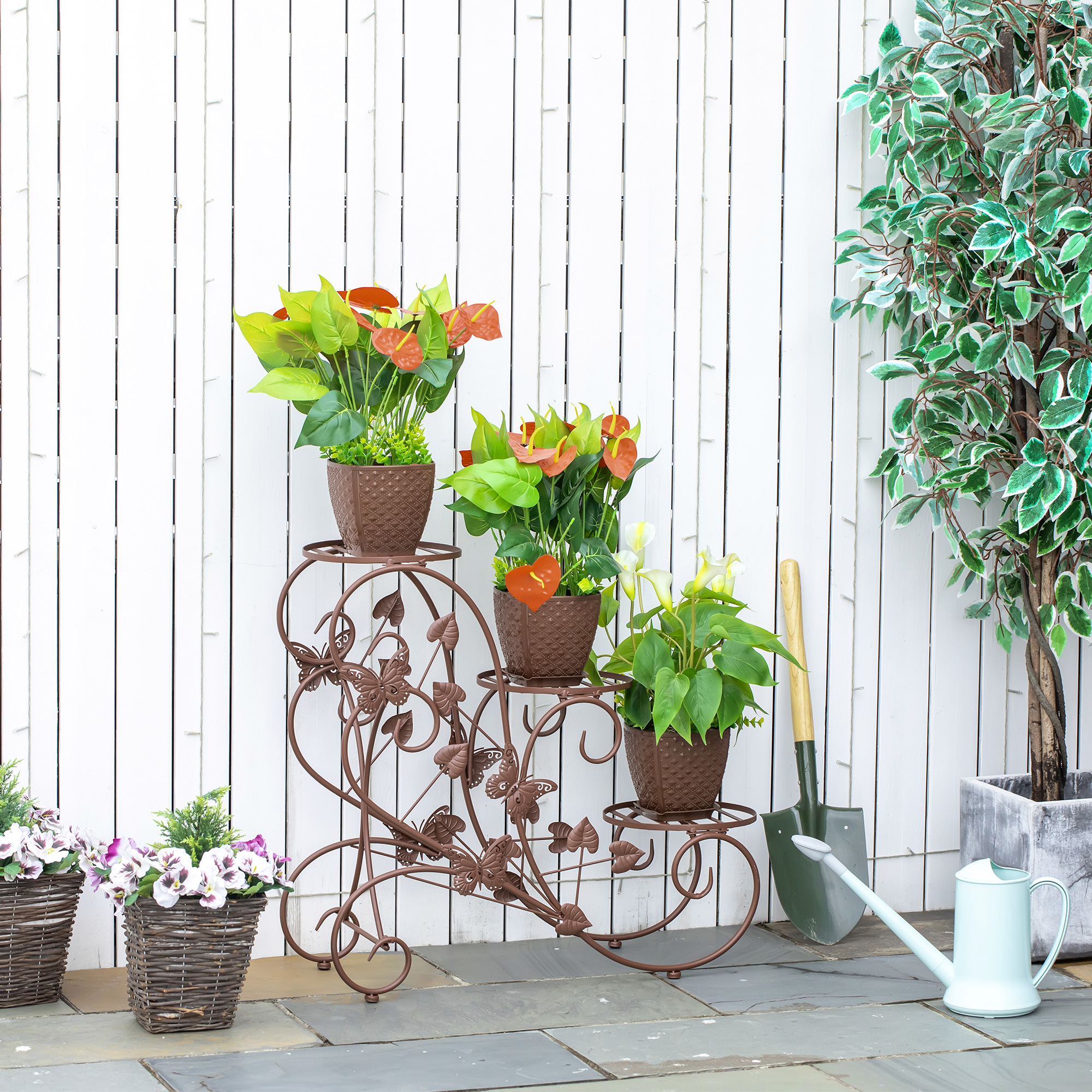 Outsunny Blumenständer Dreistufiges Pflanzenregal im französischen Stil aus günstig online kaufen