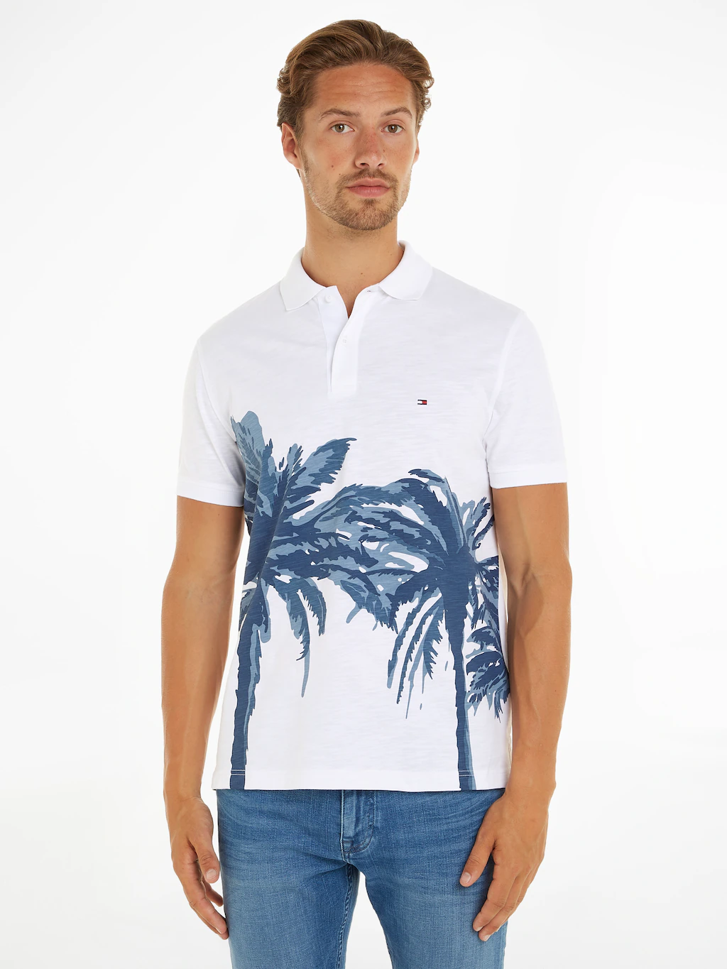 Tommy Hilfiger Poloshirt PALM PLACEMENT PRINT REG POLO kontrastreicher Palm günstig online kaufen