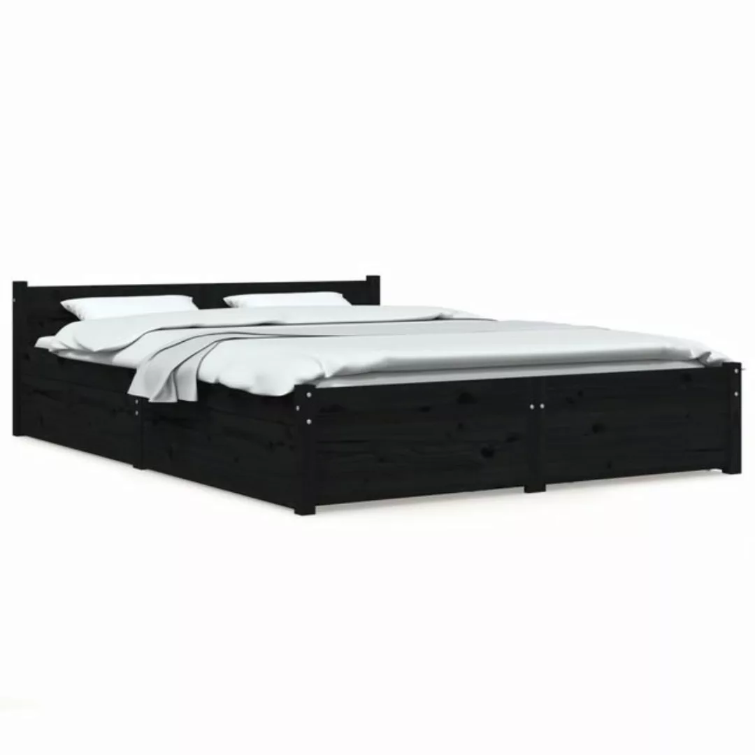furnicato Bett mit Schubladen Schwarz 120x190 cm günstig online kaufen
