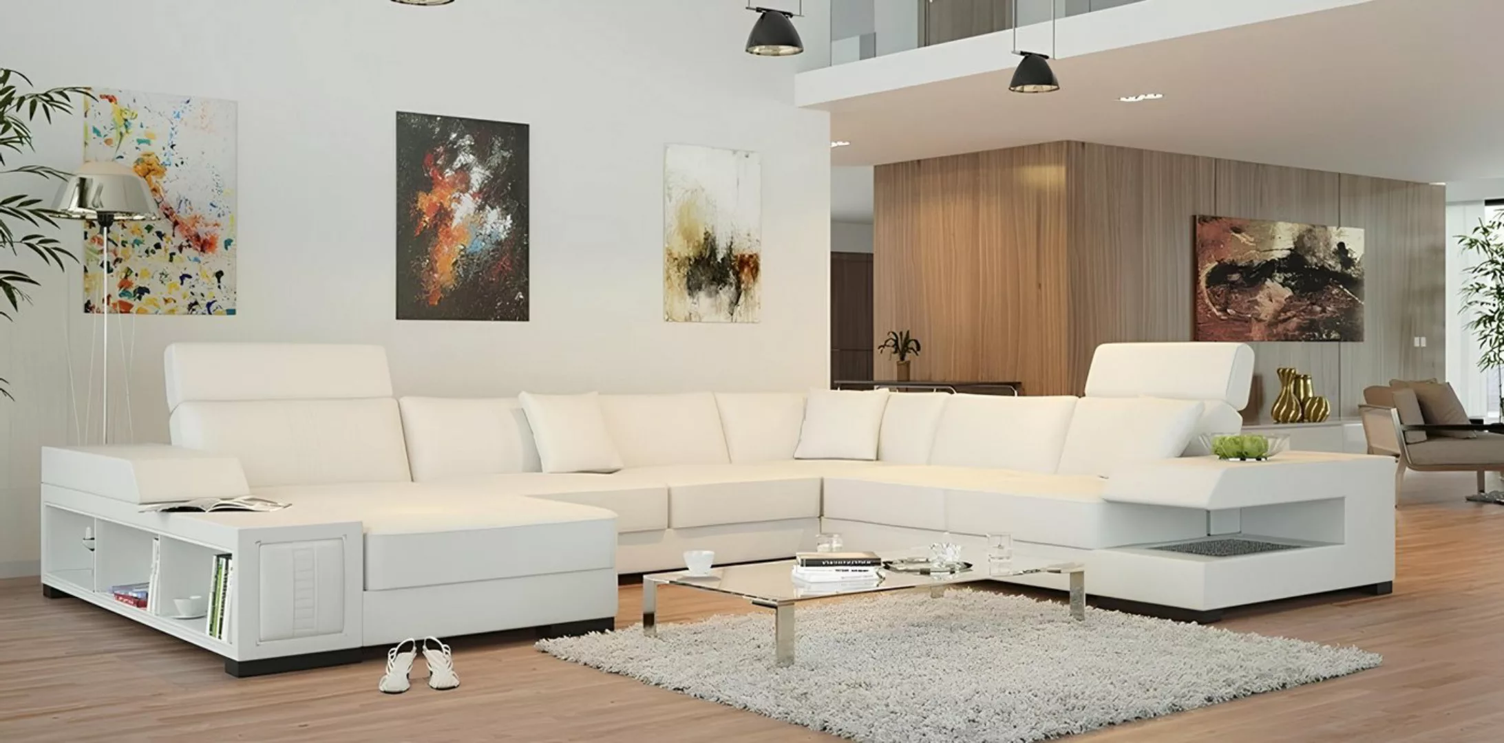 Xlmoebel Ecksofa Sofa in U-Form mit Polsterung und Lederoptik, Wohnlandscha günstig online kaufen