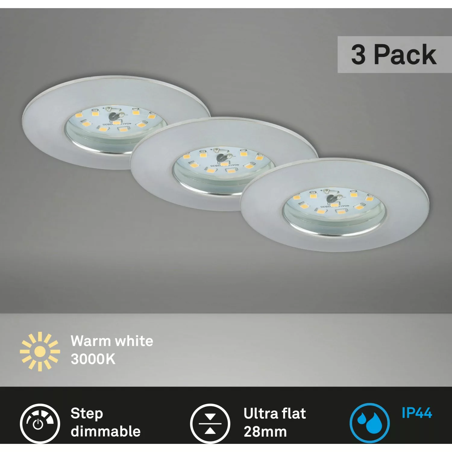 Briloner LED-Einbaustrahler Attach Dim 3er Alumium Ø 7,5 cm günstig online kaufen