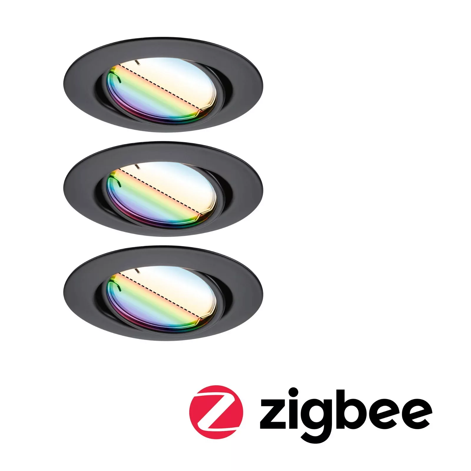 Paulmann Coin Base LED-Einbauspot schwarz 3er RGBW ZigBee günstig online kaufen