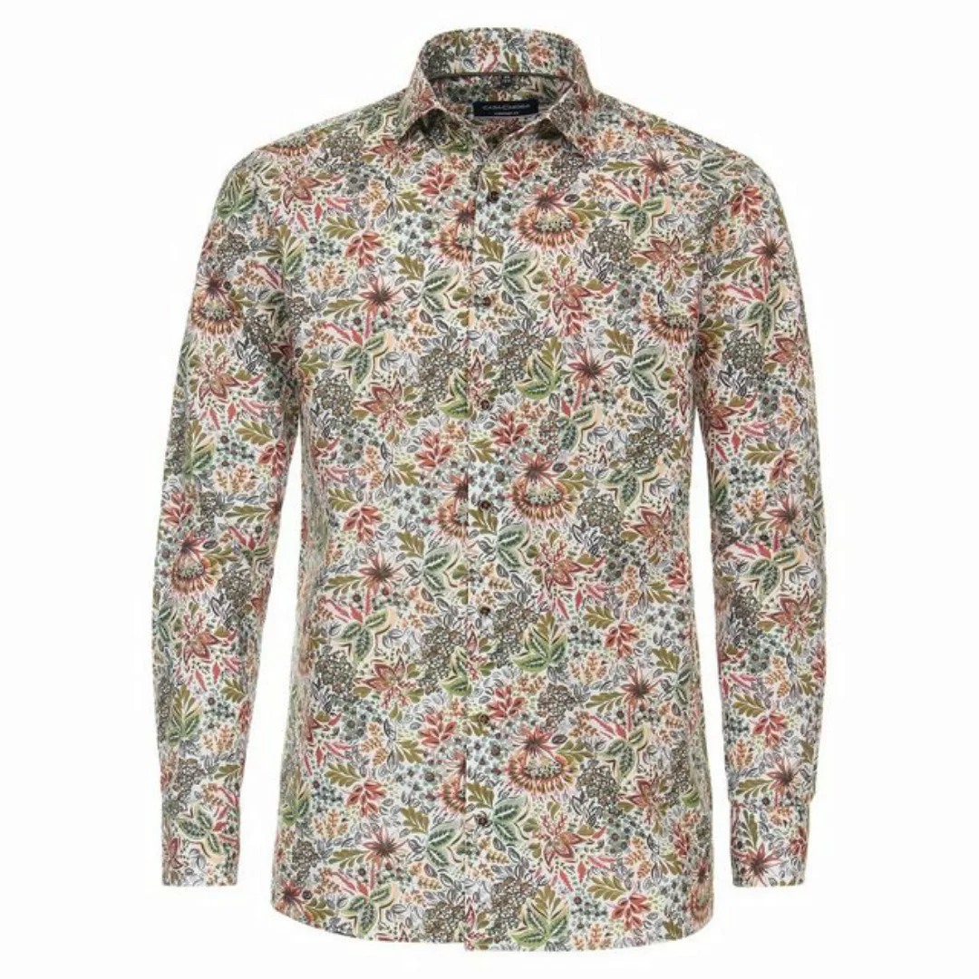 CASAMODA Businesshemd Große Größen Langarmhemd Floralprint grün-braun pfleg günstig online kaufen