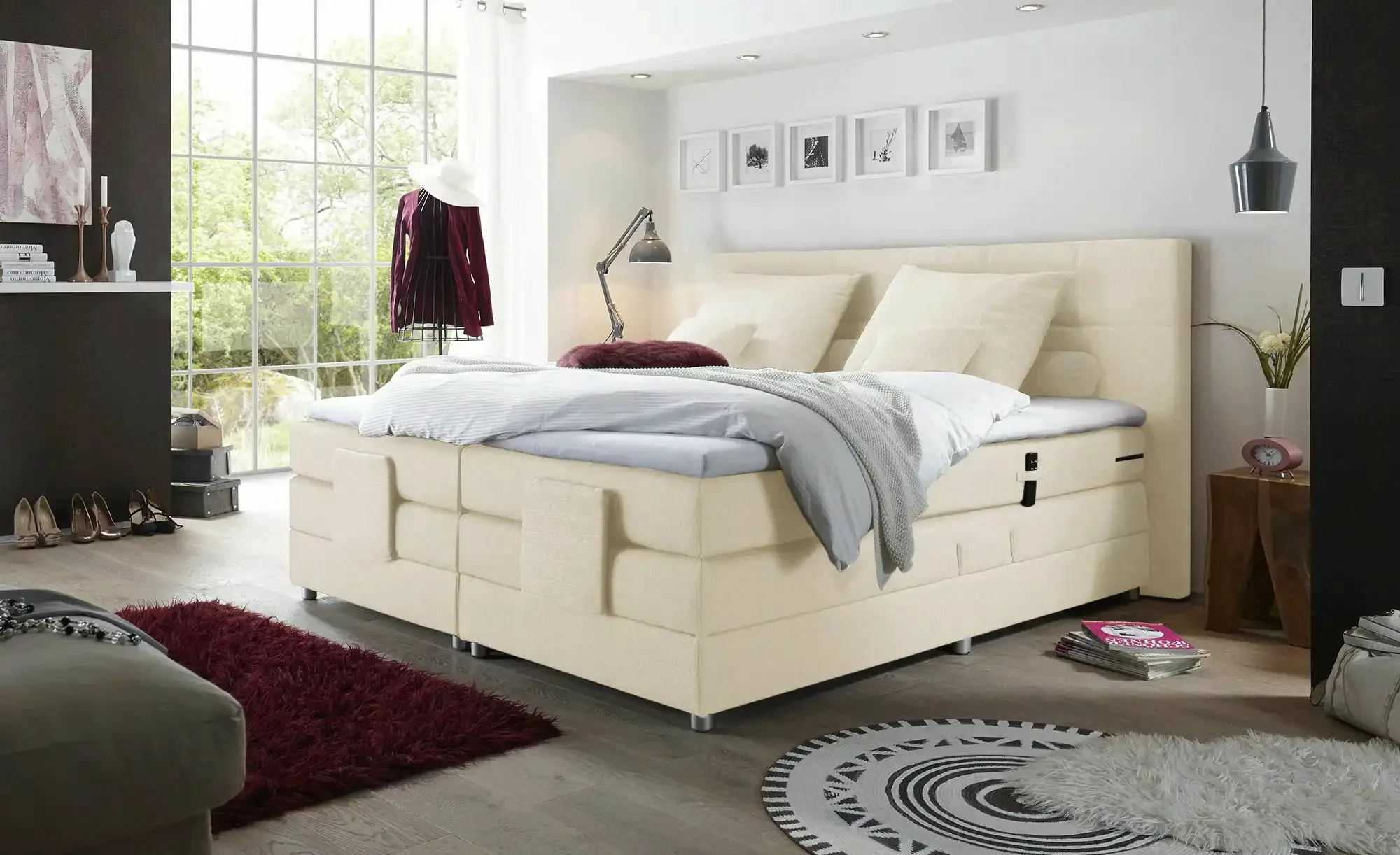 uno Motor-Boxspringbett   Manolo ¦ creme ¦ Maße (cm): B: 202 H: 112 Betten günstig online kaufen